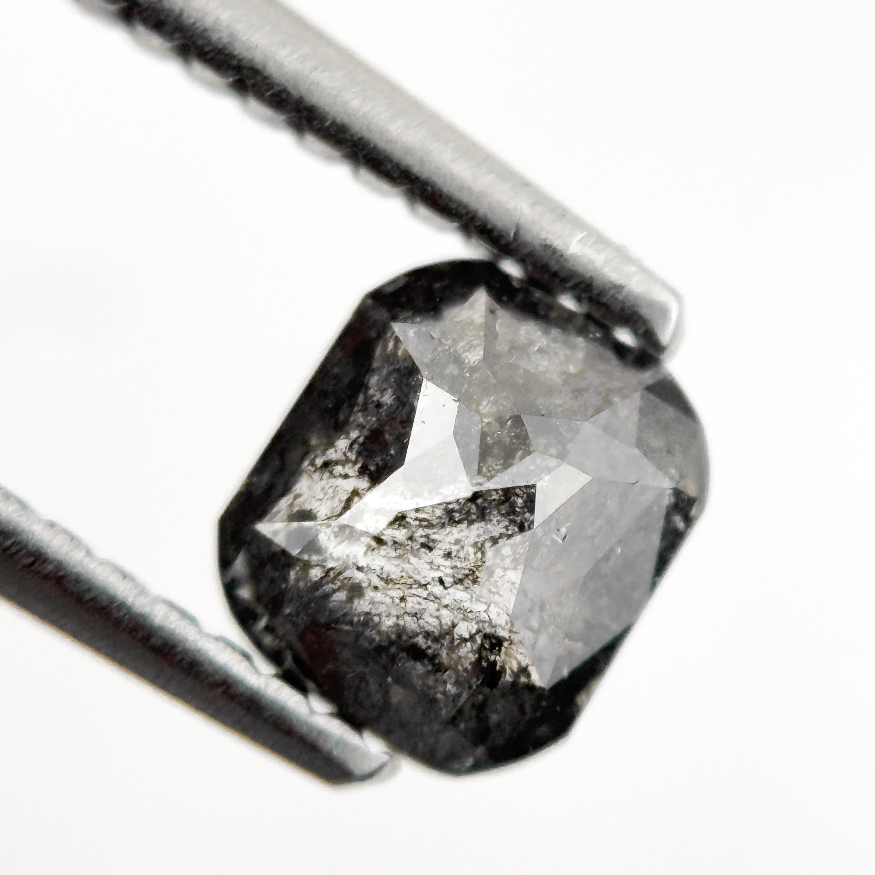 0.80 Ct Cushion Rose Cut Grey Natural Galaxy Salt and Pepper Diamond