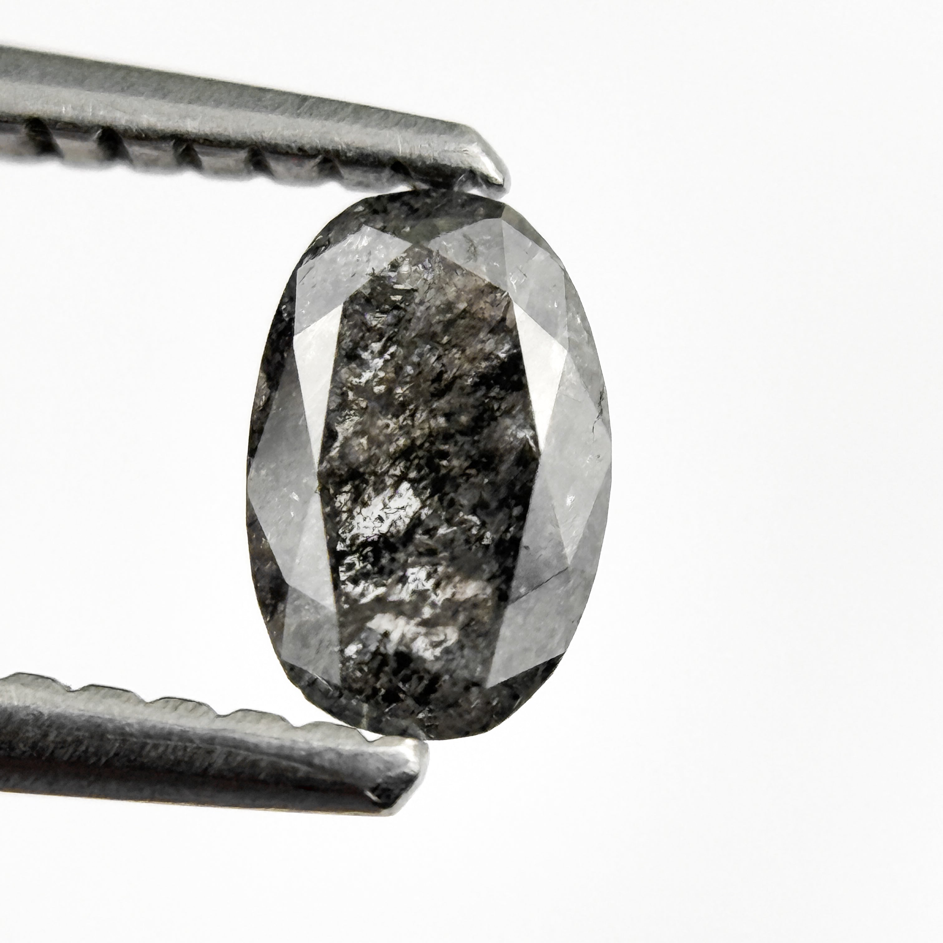 0.41 Ct Oval Rose Cut Grey Natural Salt and Pepper Diamond