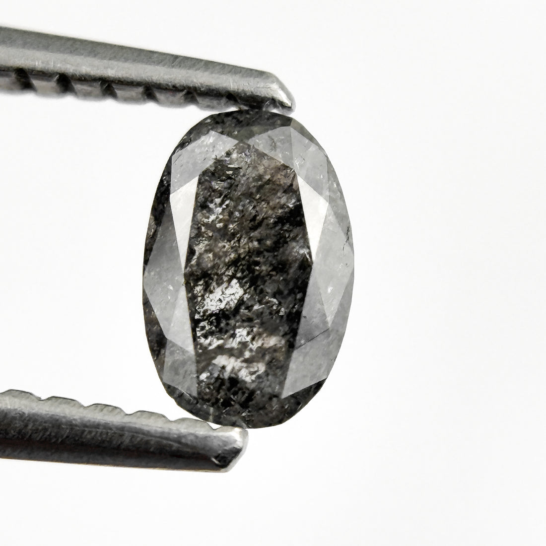 0.41 Ct Oval Rose Cut Grey Natural Salt and Pepper Diamond