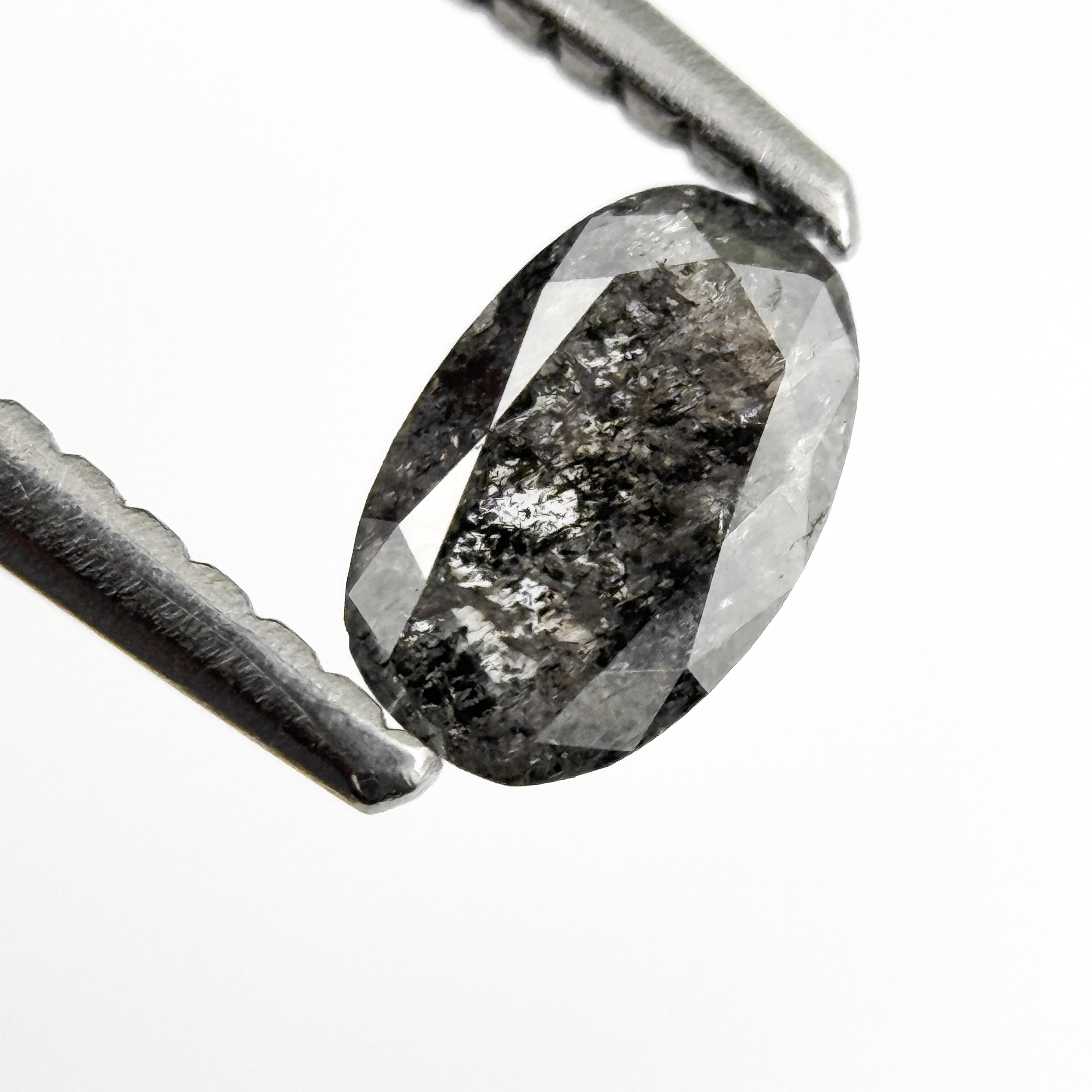 0.41 Ct Oval Rose Cut Grey Natural Salt and Pepper Diamond