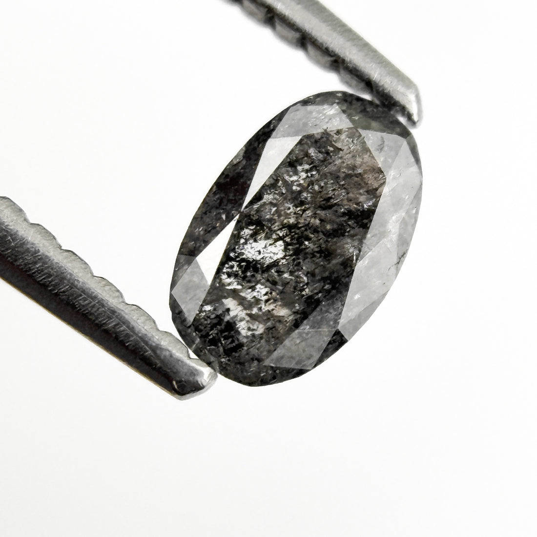 0.41 Ct Oval Rose Cut Grey Natural Salt and Pepper Diamond