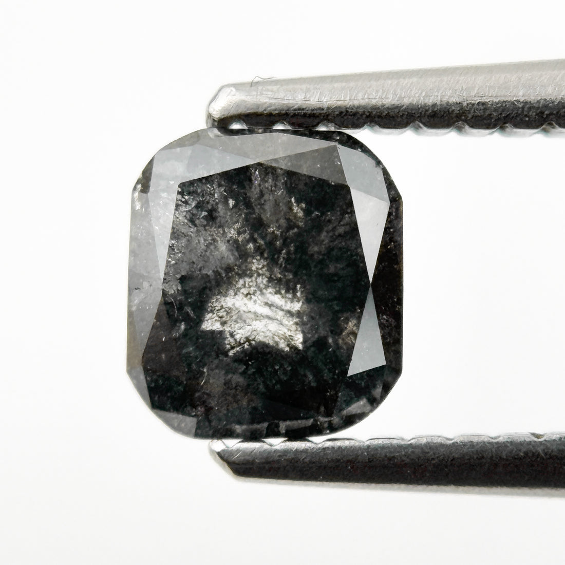 0.80 Ct Cushion Rose Cut Grey Natural Galaxy Salt and Pepper Diamond