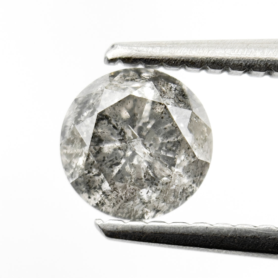 0.94 Ct Round Brilliant Cut Grey Natural Galaxy Diamond