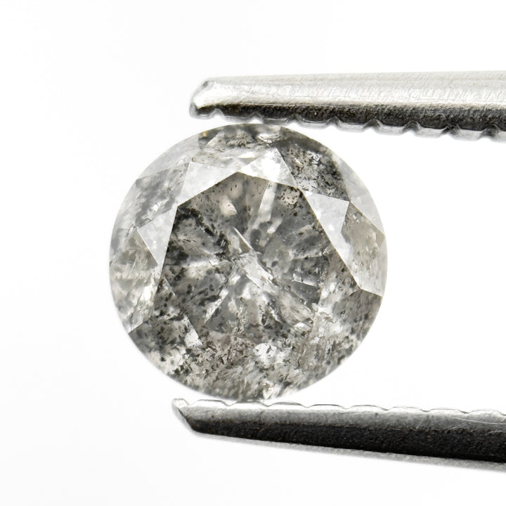 0.94 Ct Round Brilliant Cut Grey Natural Galaxy Diamond