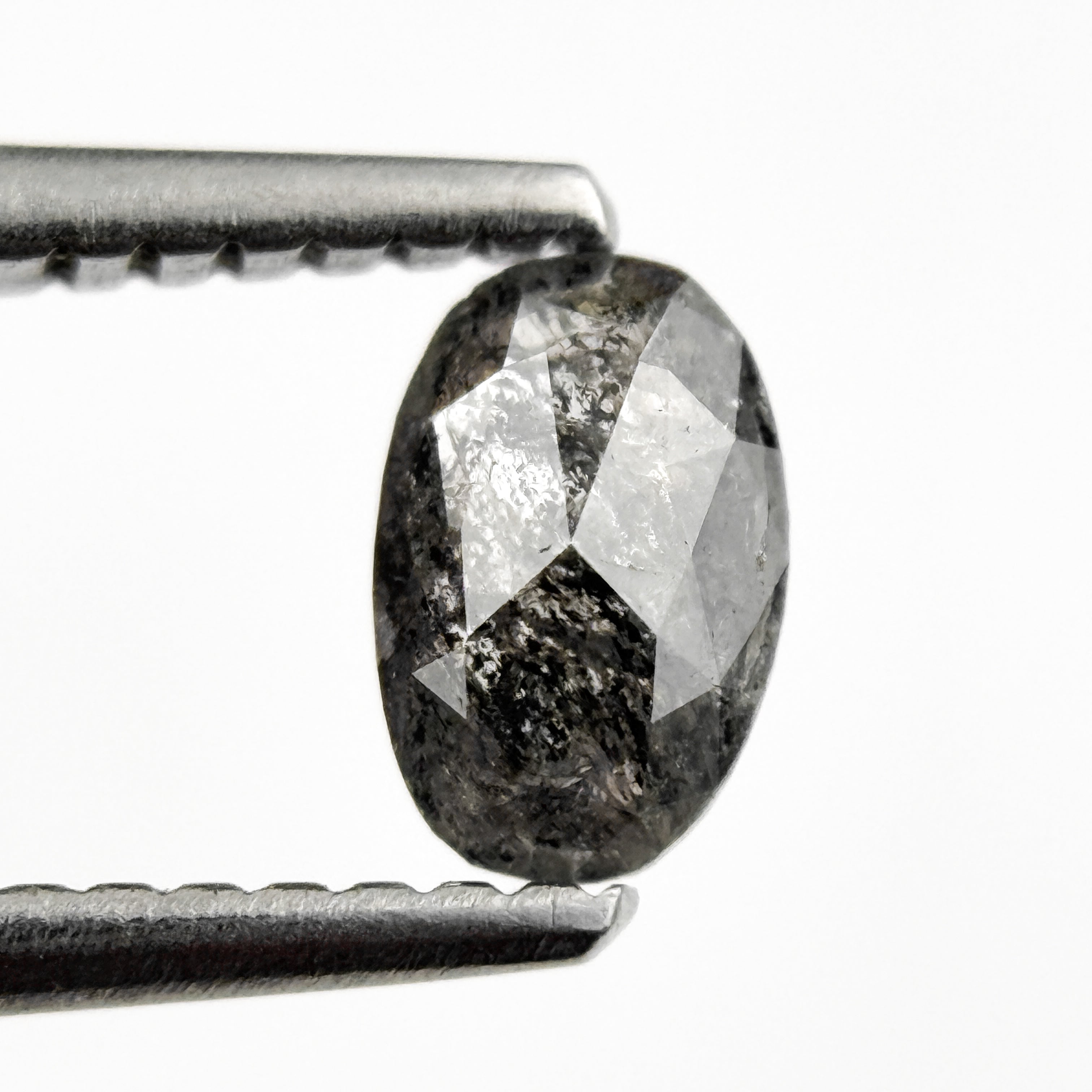 0.41 Ct Oval Rose Cut Grey Natural Salt and Pepper Diamond