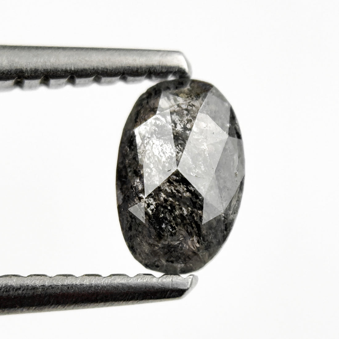 0.41 Ct Oval Rose Cut Grey Natural Salt and Pepper Diamond