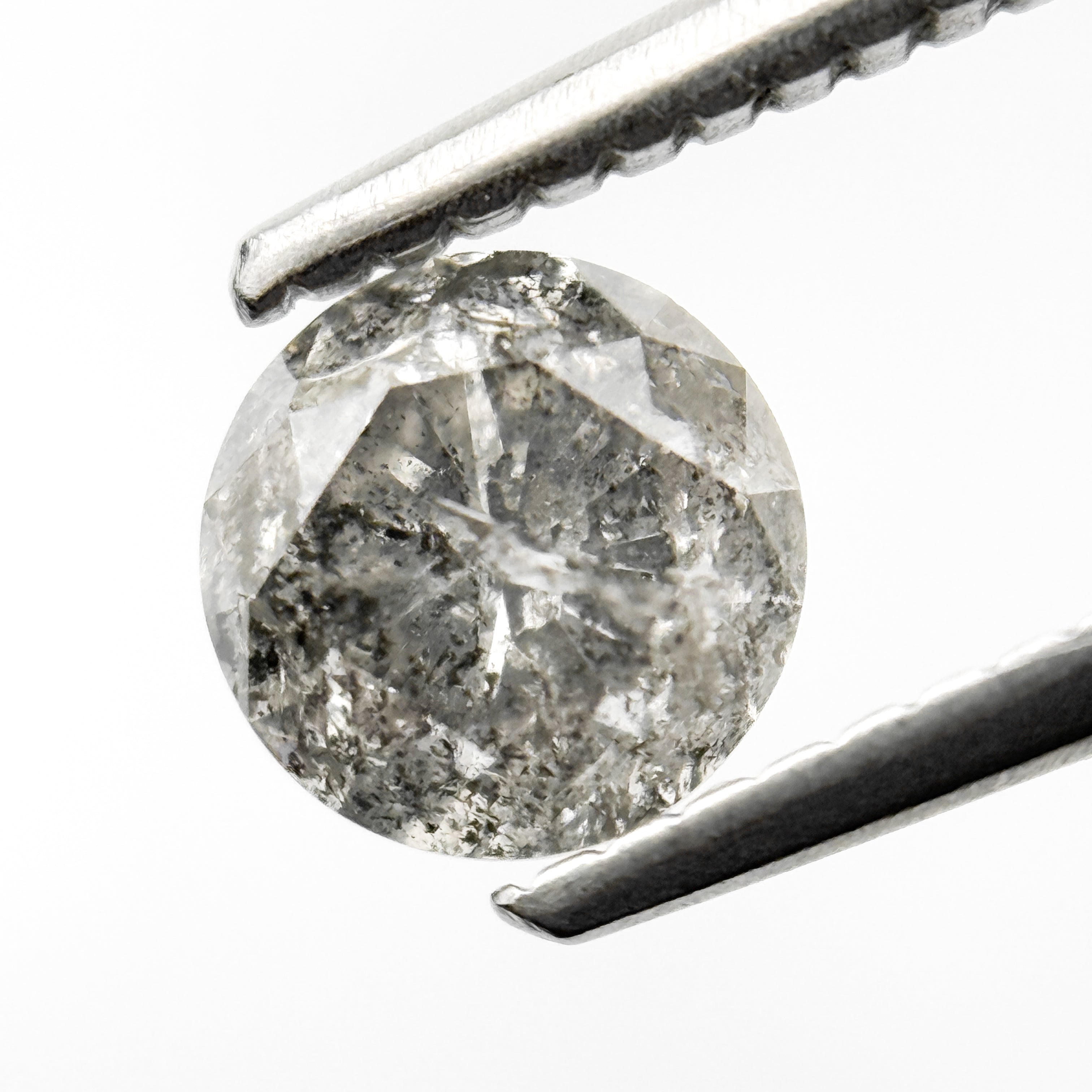 0.94 Ct Round Brilliant Cut Grey Natural Galaxy Diamond