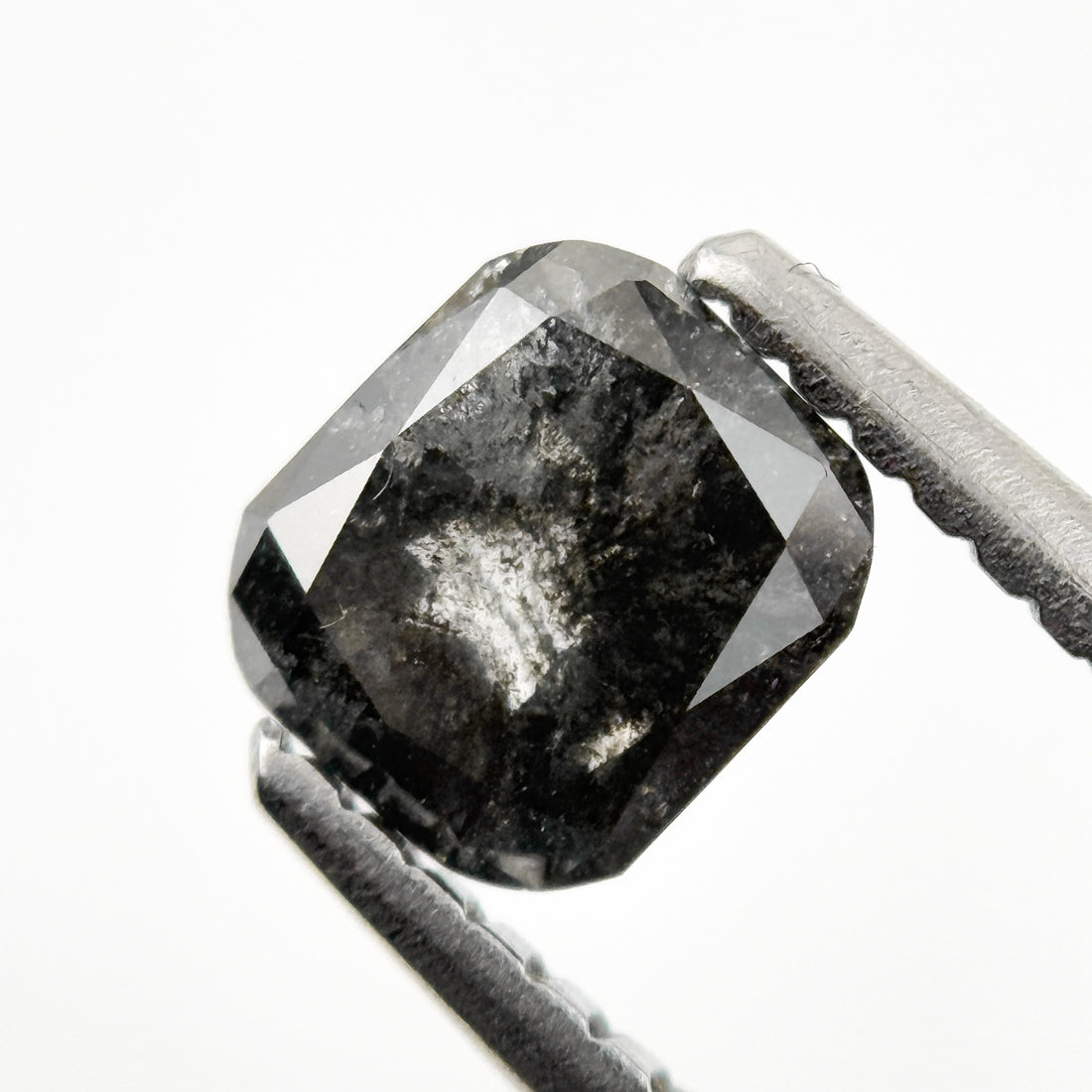 0.80 Ct Cushion Rose Cut Grey Natural Galaxy Salt and Pepper Diamond