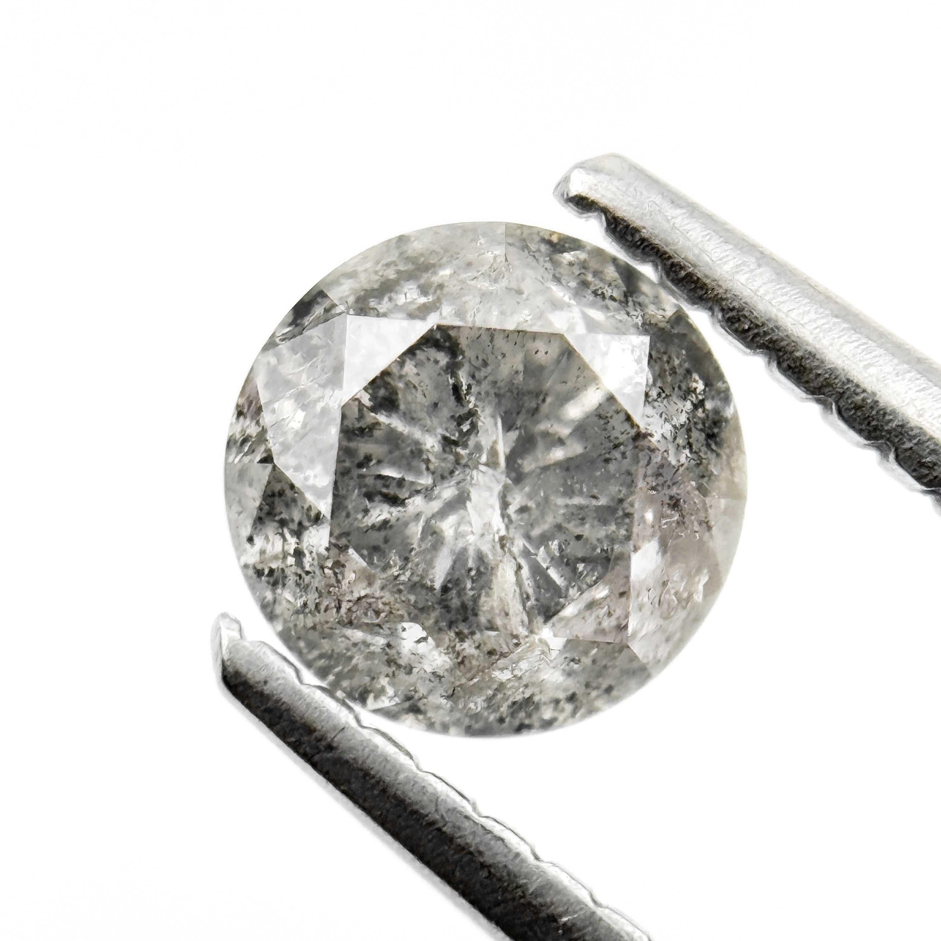 0.94 Ct Round Brilliant Cut Grey Natural Galaxy Diamond