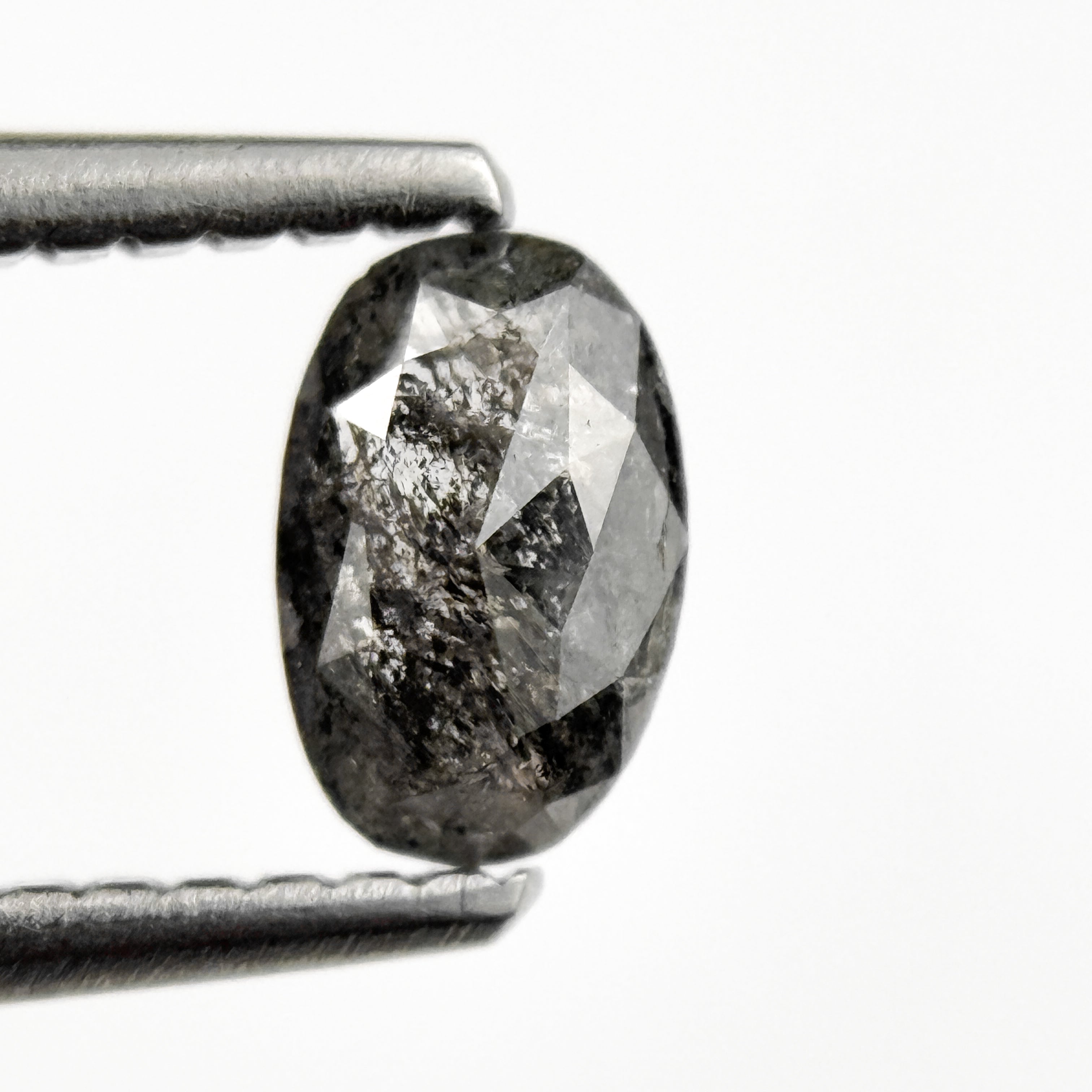 0.41 Ct Oval Rose Cut Grey Natural Salt and Pepper Diamond