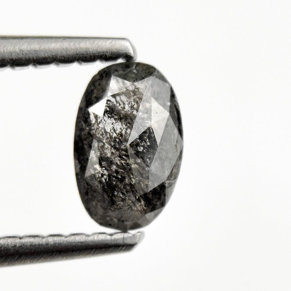 0.41 Ct Oval Rose Cut Grey Natural Salt and Pepper Diamond