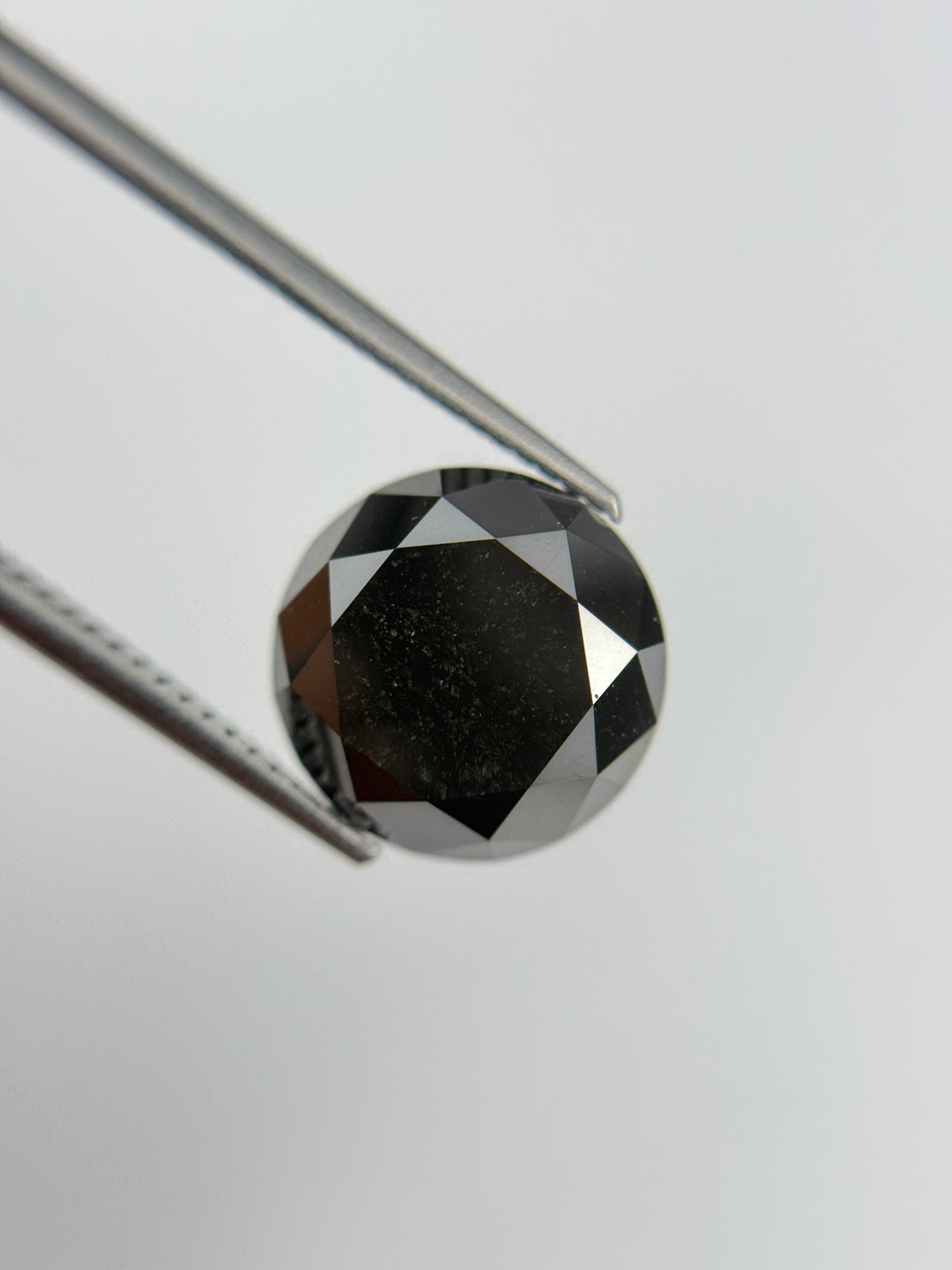 5.05 Ct Round Brilliant Cut Black Natural Galaxy Diamond