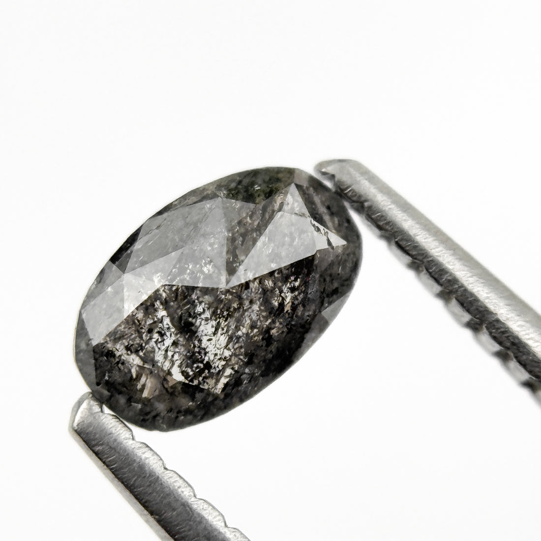 0.41 Ct Oval Rose Cut Grey Natural Salt and Pepper Diamond