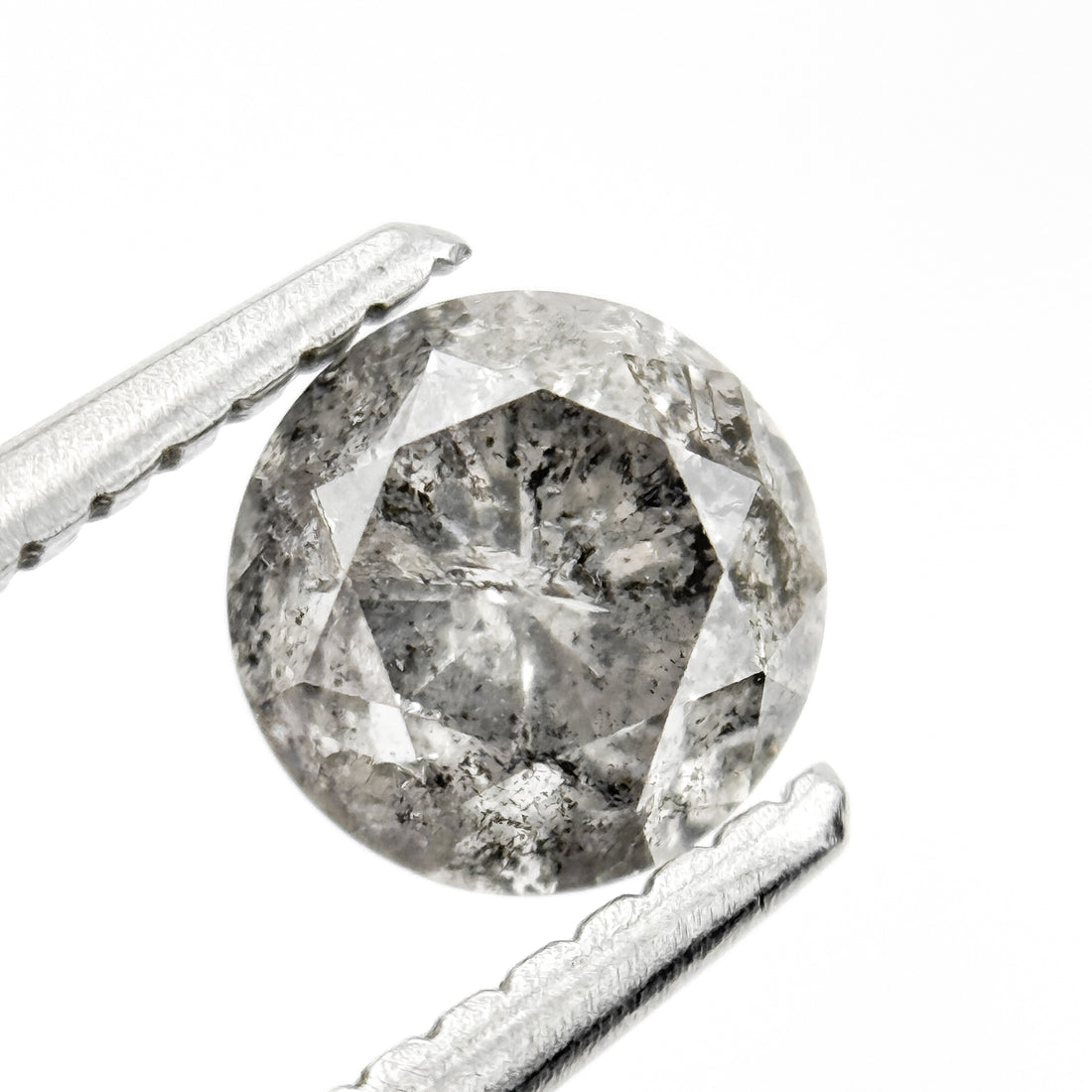 0.94 Ct Round Brilliant Cut Grey Natural Galaxy Diamond