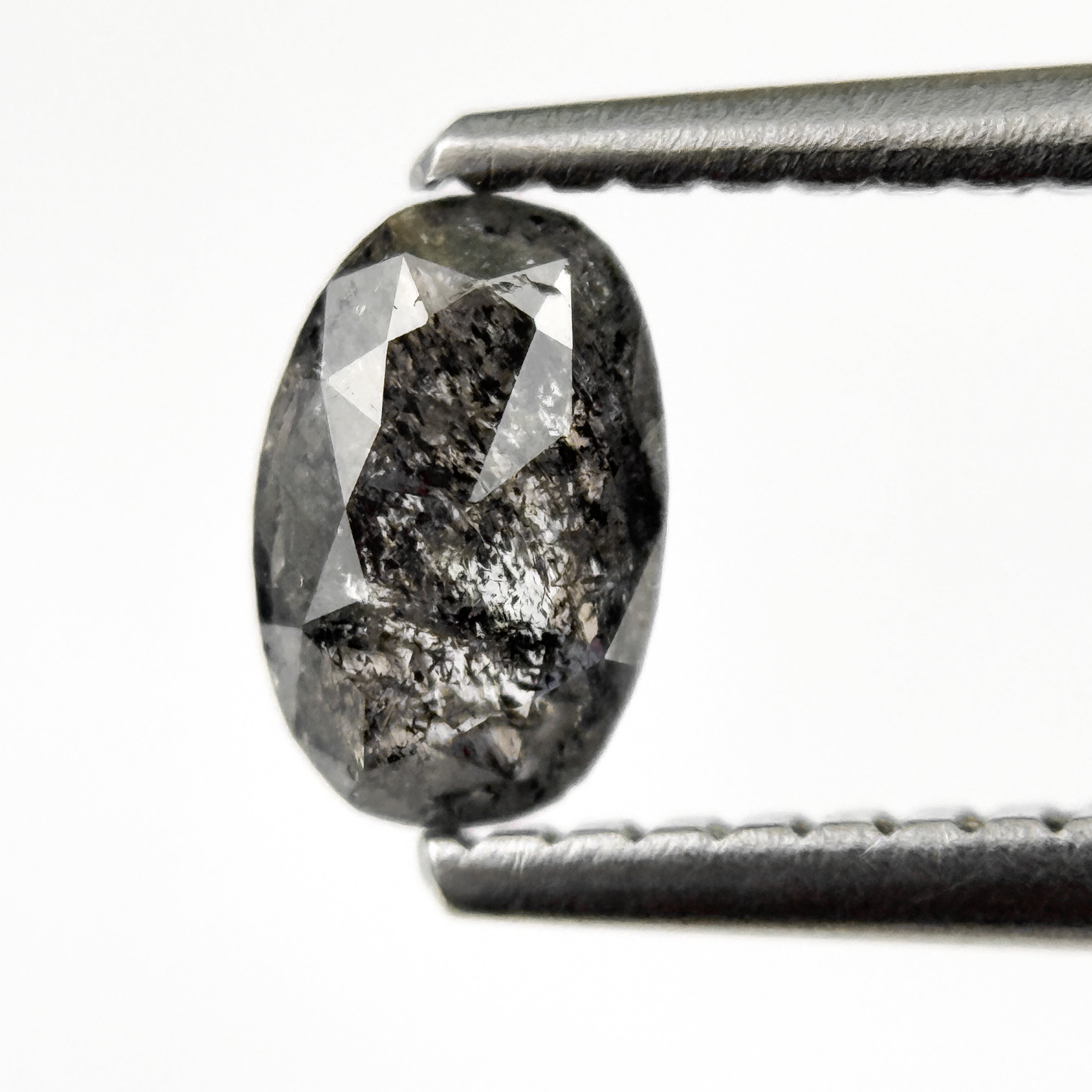 0.41 Ct Oval Rose Cut Grey Natural Salt and Pepper Diamond