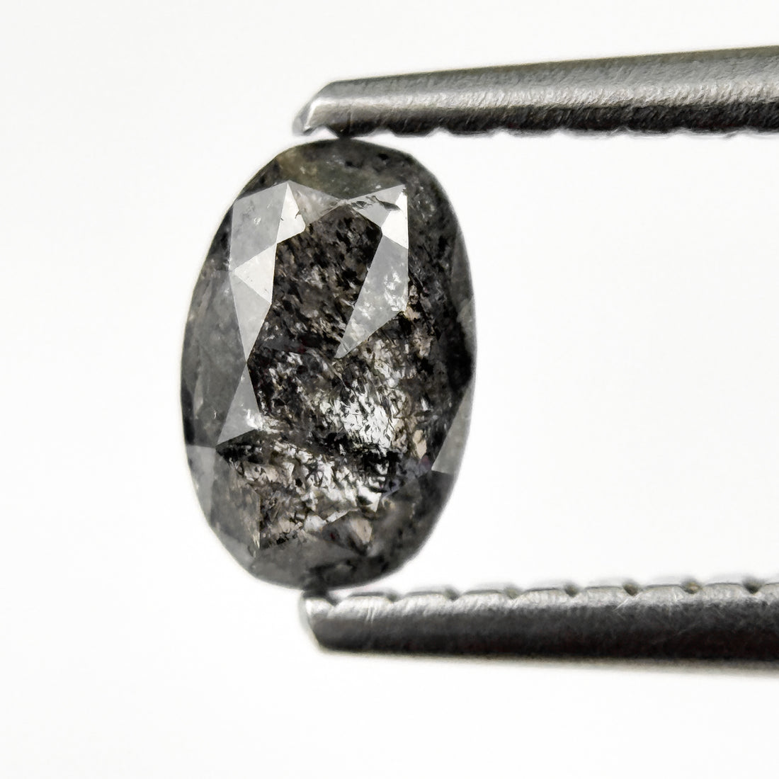 0.41 Ct Oval Rose Cut Grey Natural Salt and Pepper Diamond