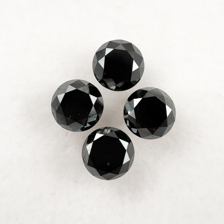 5.5 MM Round Brilliant Cut Black Natural Galaxy Diamond