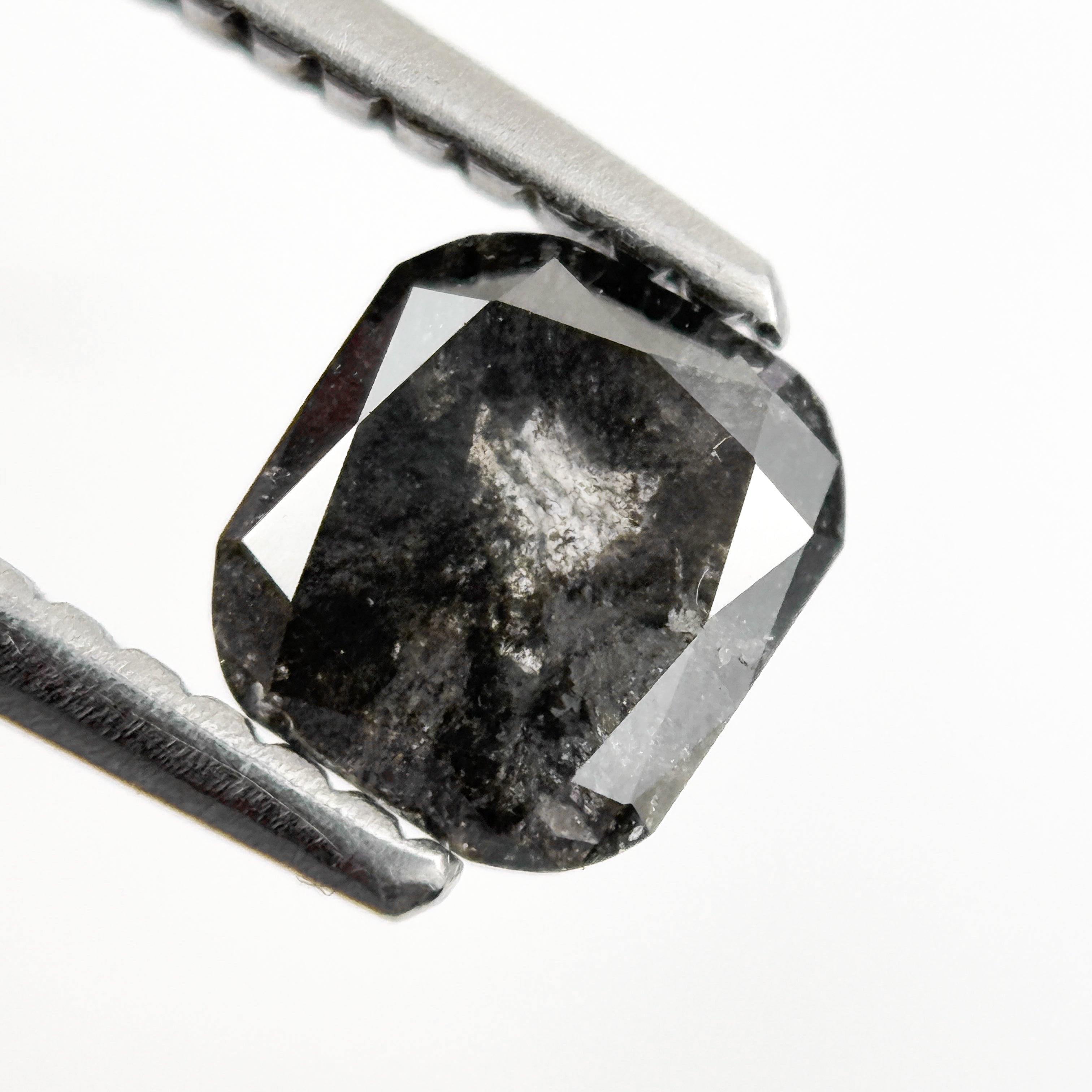 0.80 Ct Cushion Rose Cut Grey Natural Galaxy Salt and Pepper Diamond