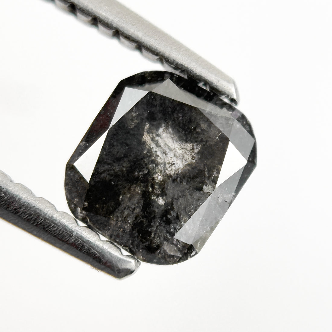 0.80 Ct Cushion Rose Cut Grey Natural Galaxy Salt and Pepper Diamond