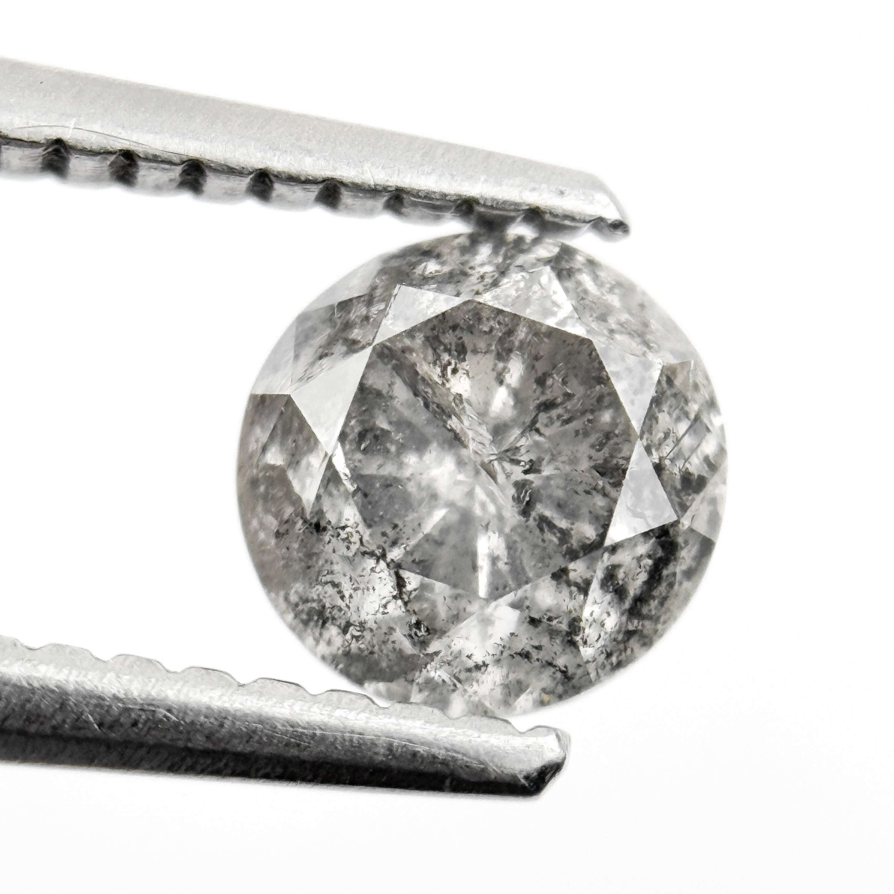 0.94 Ct Round Brilliant Cut Grey Natural Galaxy Diamond