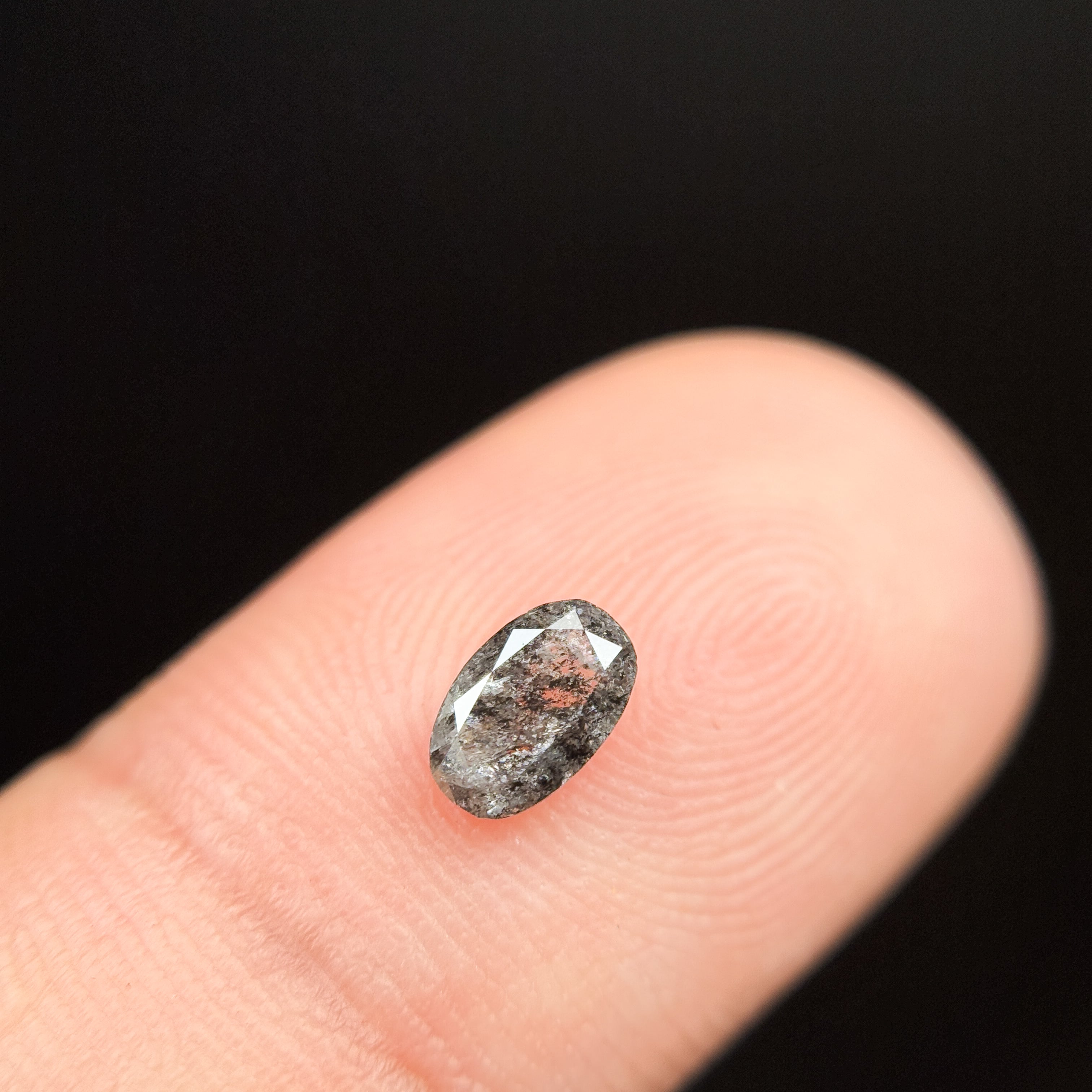 0.41 Ct Oval Rose Cut Grey Natural Salt and Pepper Diamond