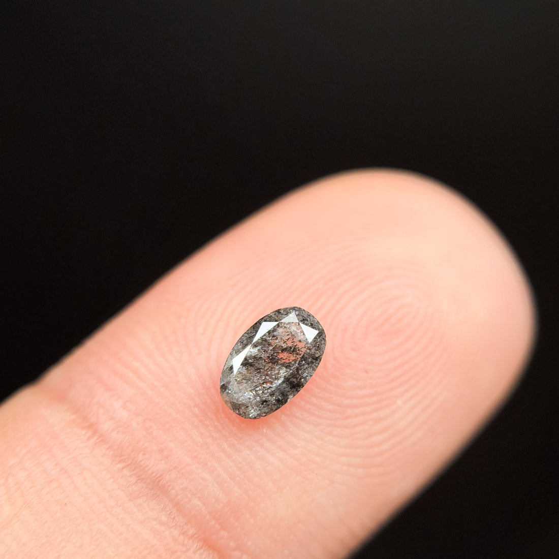 0.41 Ct Oval Rose Cut Grey Natural Salt and Pepper Diamond
