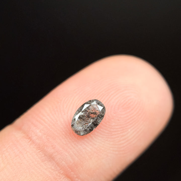 0.41 Ct Oval Rose Cut Grey Natural Salt and Pepper Diamond