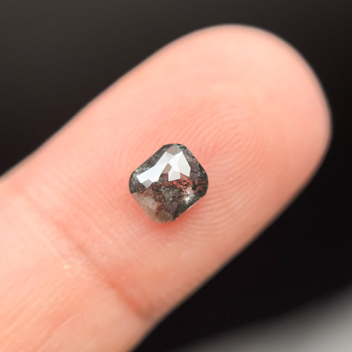 0.80 Ct Cushion Rose Cut Grey Natural Galaxy Salt and Pepper Diamond