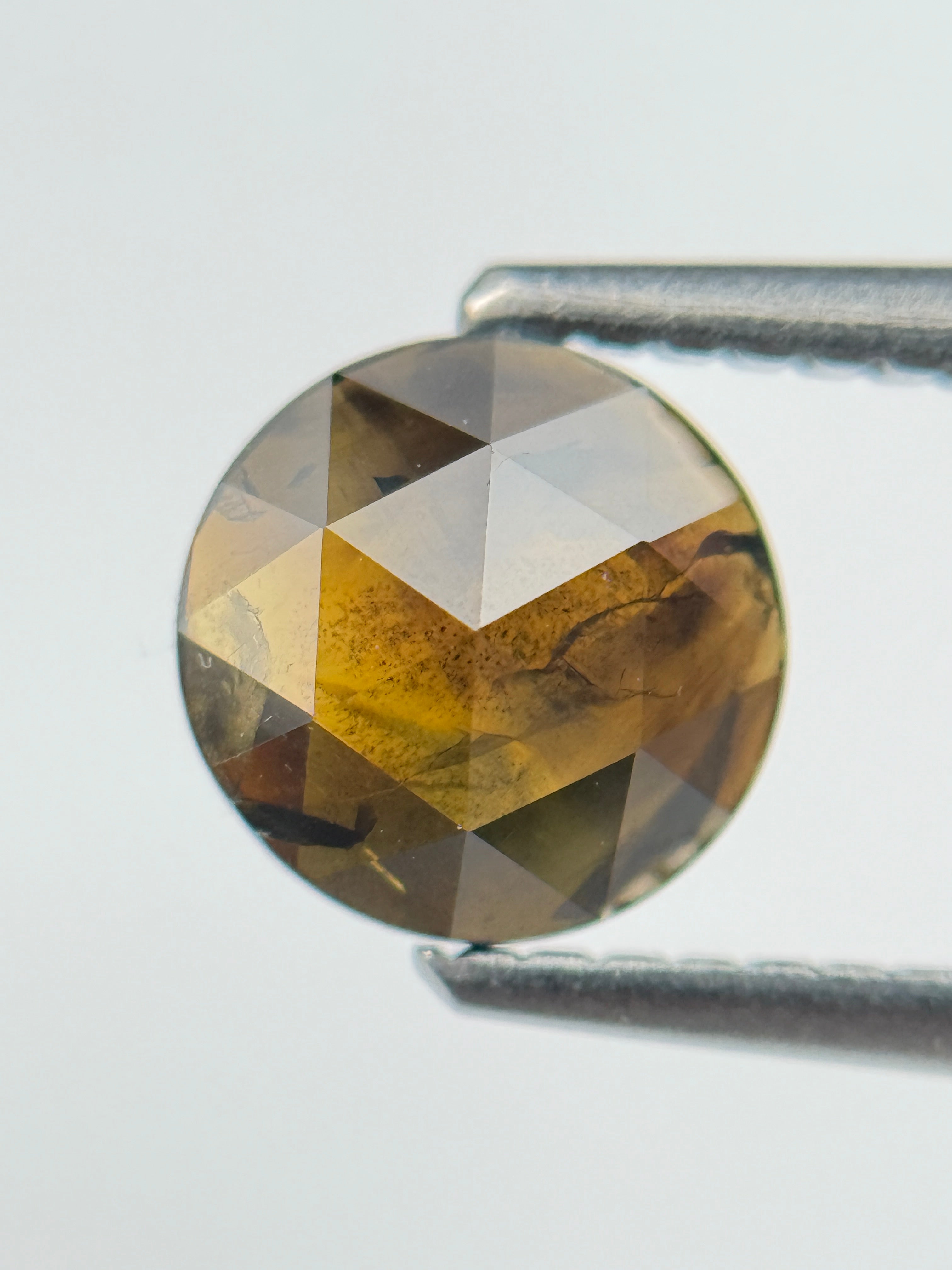 1.12 Ct Round Rose Cut Brown Natural Salt and Pepper Diamond