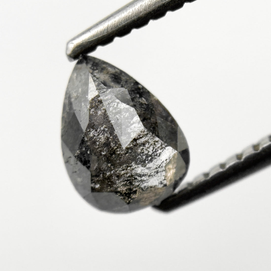 0.79 Ct Pear Rose Cut Grey Natural Galaxy Diamond