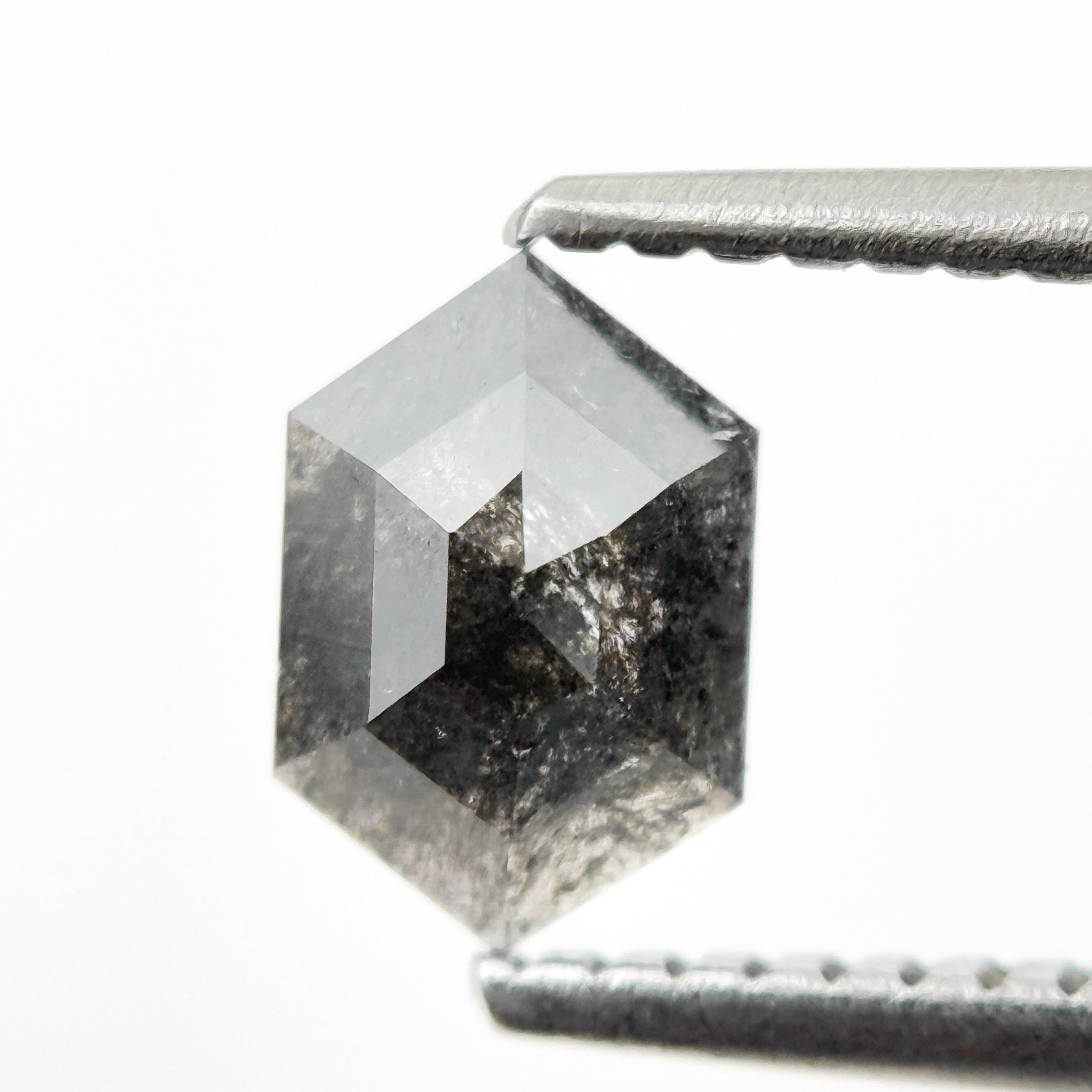 0.73 Ct Hexagon Rose Cut Grey Natural Galaxy Salt and Pepper Diamond