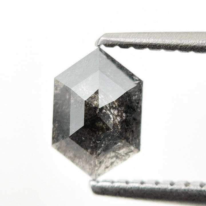 0.73 Ct Hexagon Rose Cut Grey Natural Galaxy Salt and Pepper Diamond