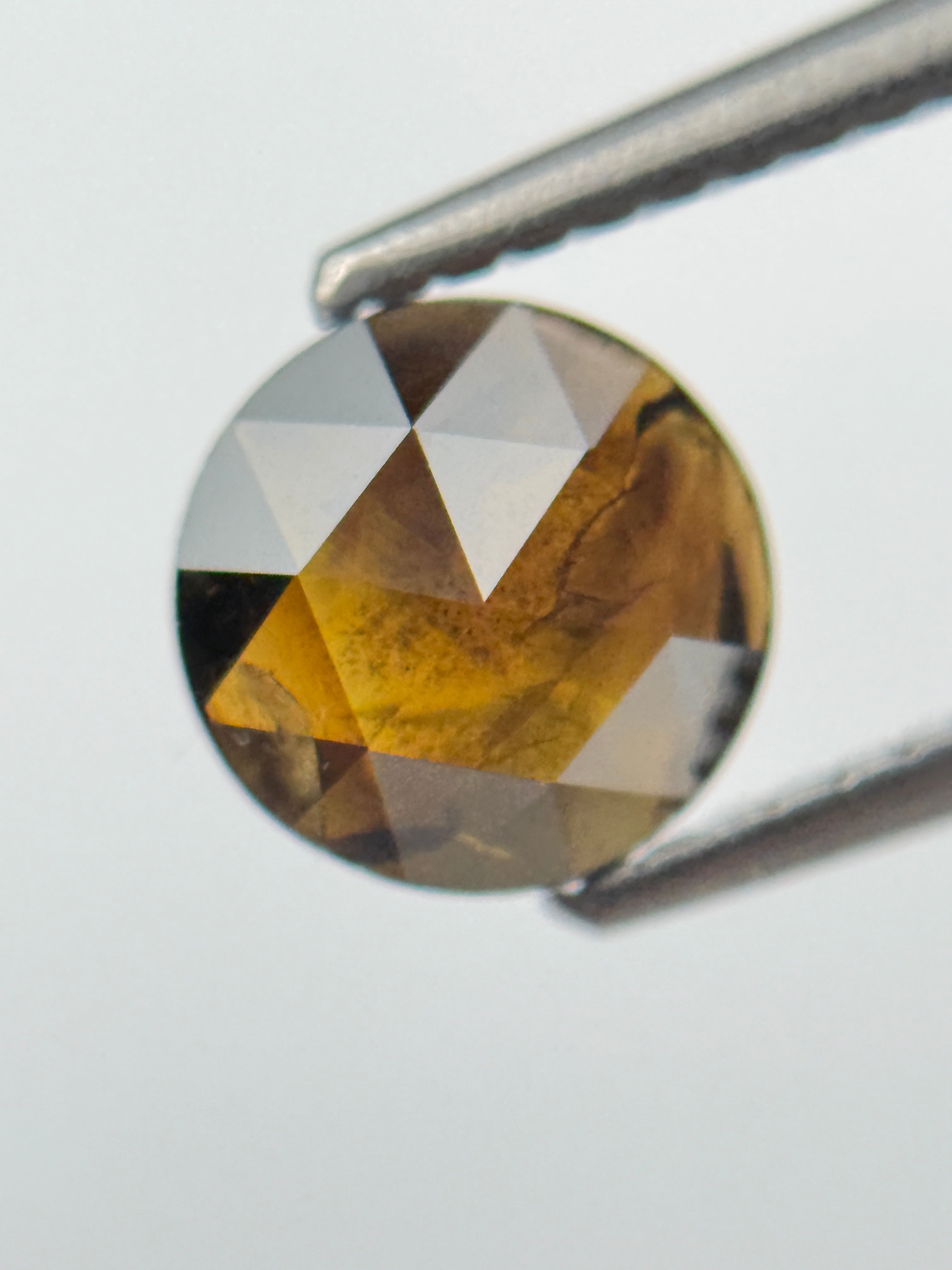 1.12 Ct Round Rose Cut Brown Natural Salt and Pepper Diamond