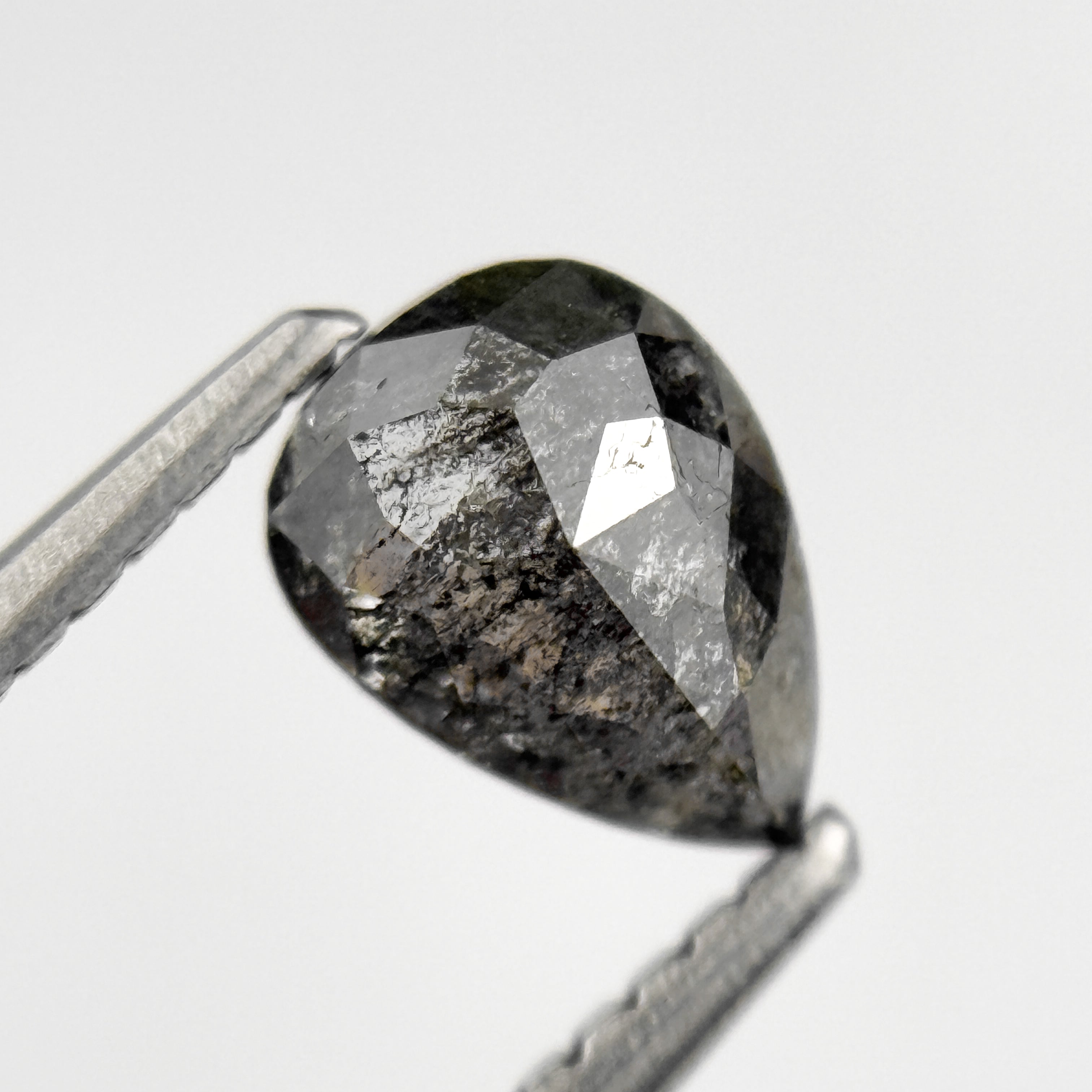 0.79 Ct Pear Rose Cut Grey Natural Galaxy Diamond