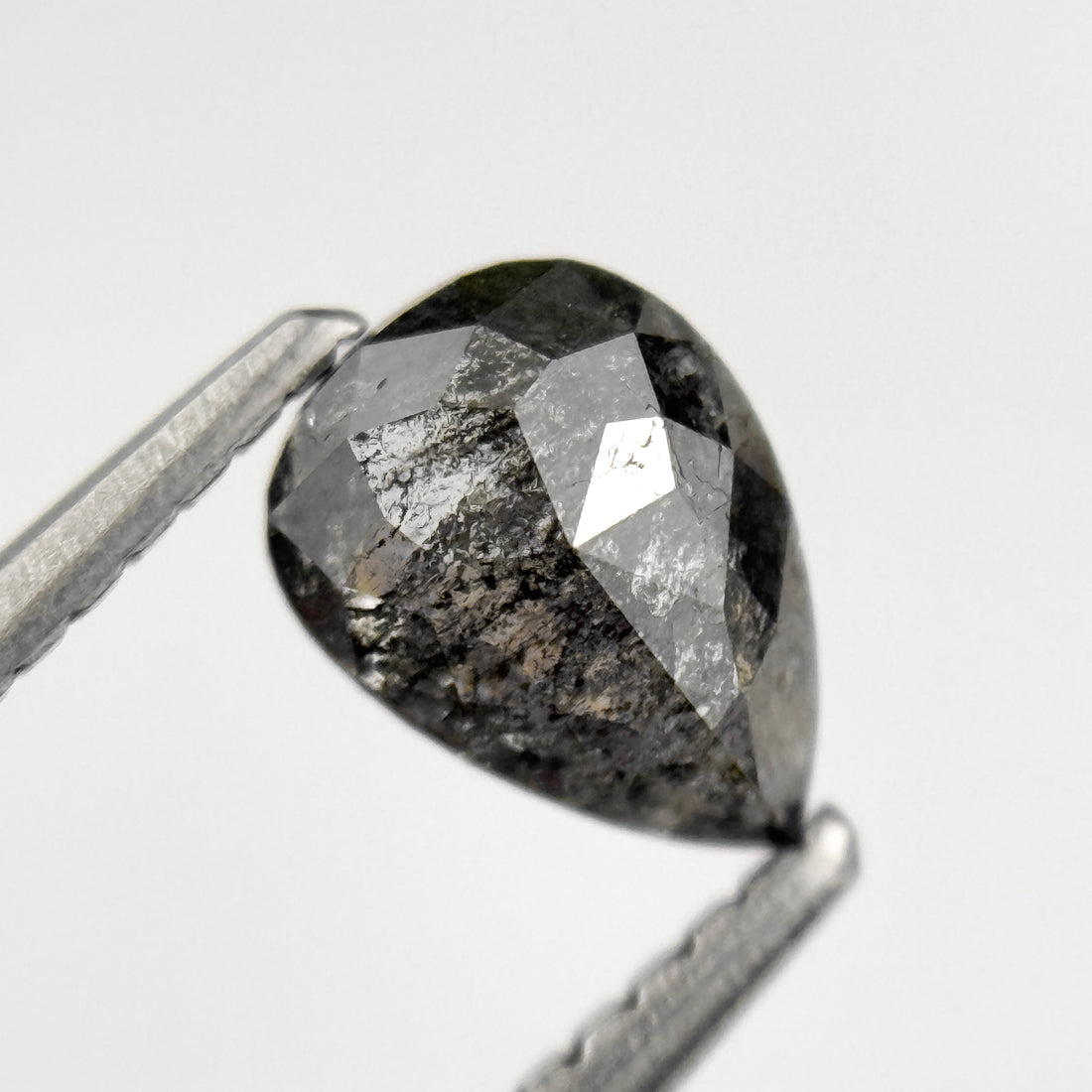 0.79 Ct Pear Rose Cut Grey Natural Galaxy Diamond