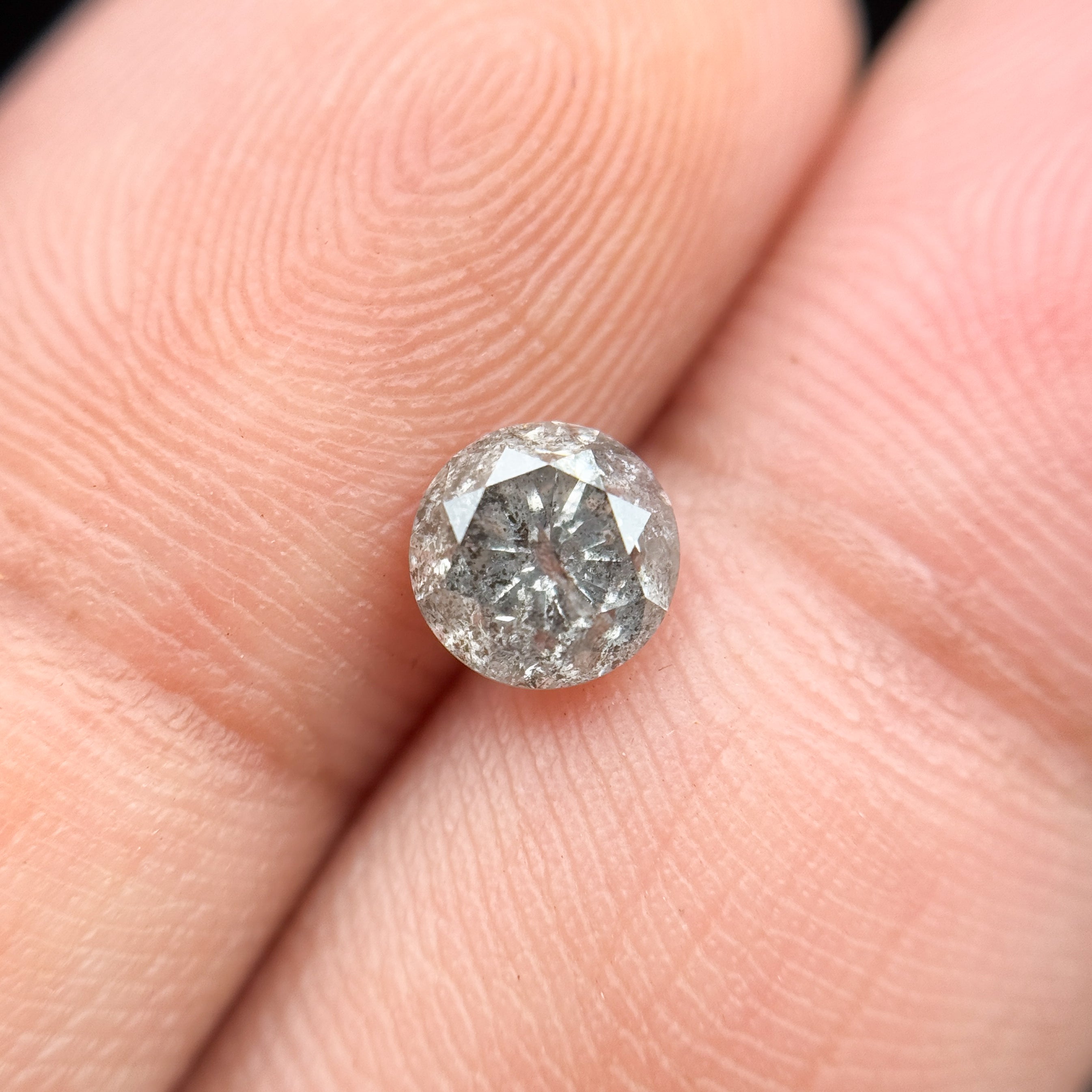 0.94 Ct Round Brilliant Cut Grey Natural Galaxy Diamond