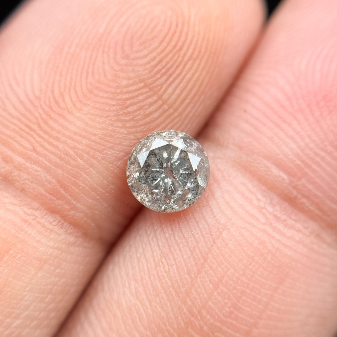 0.94 Ct Round Brilliant Cut Grey Natural Galaxy Diamond