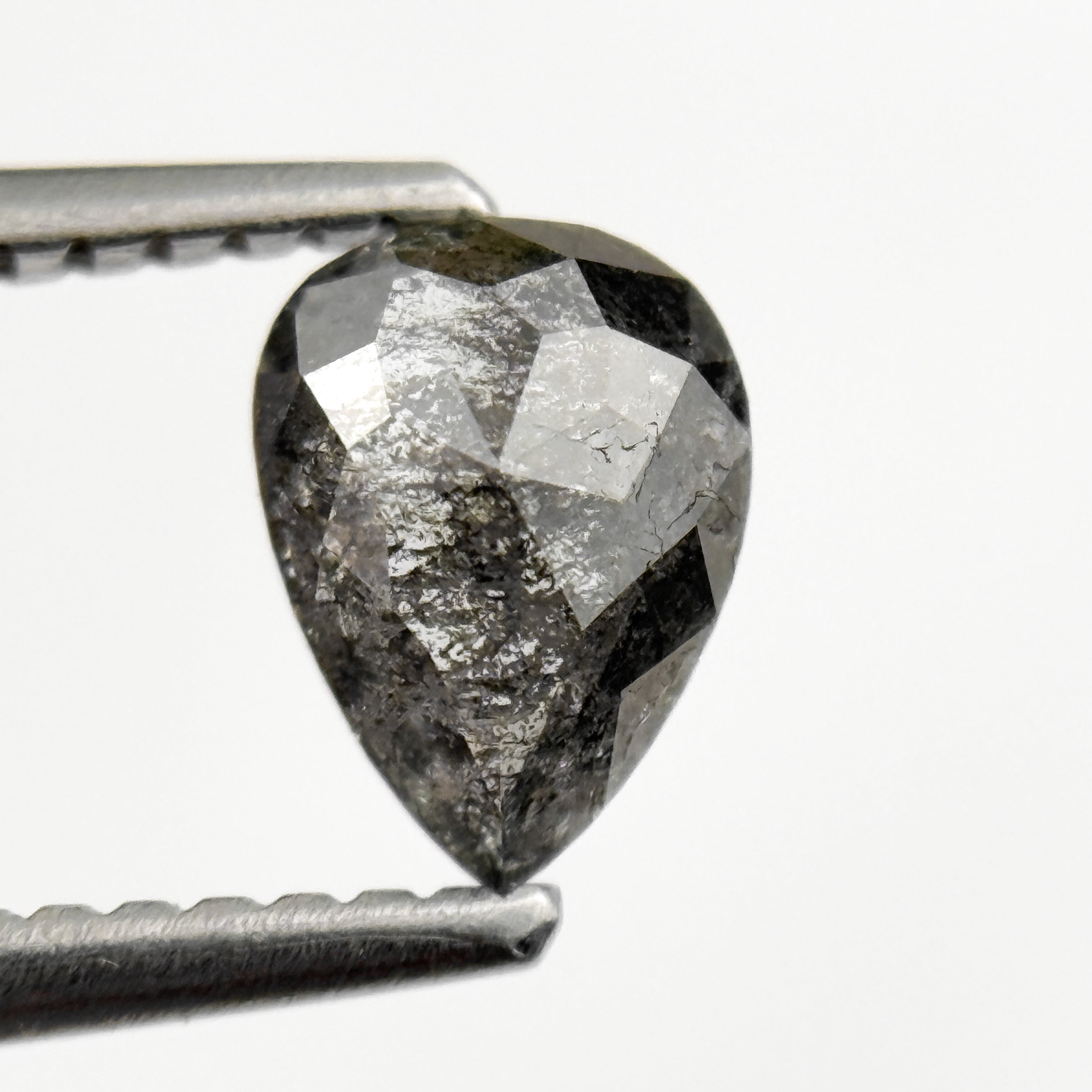 0.79 Ct Pear Rose Cut Grey Natural Galaxy Diamond