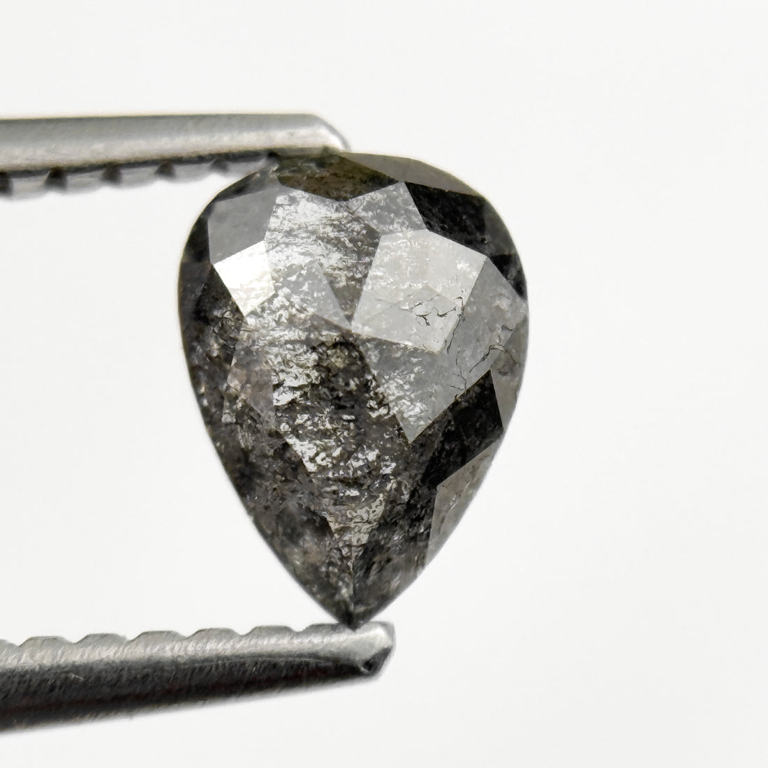 0.79 Ct Pear Rose Cut Grey Natural Galaxy Diamond