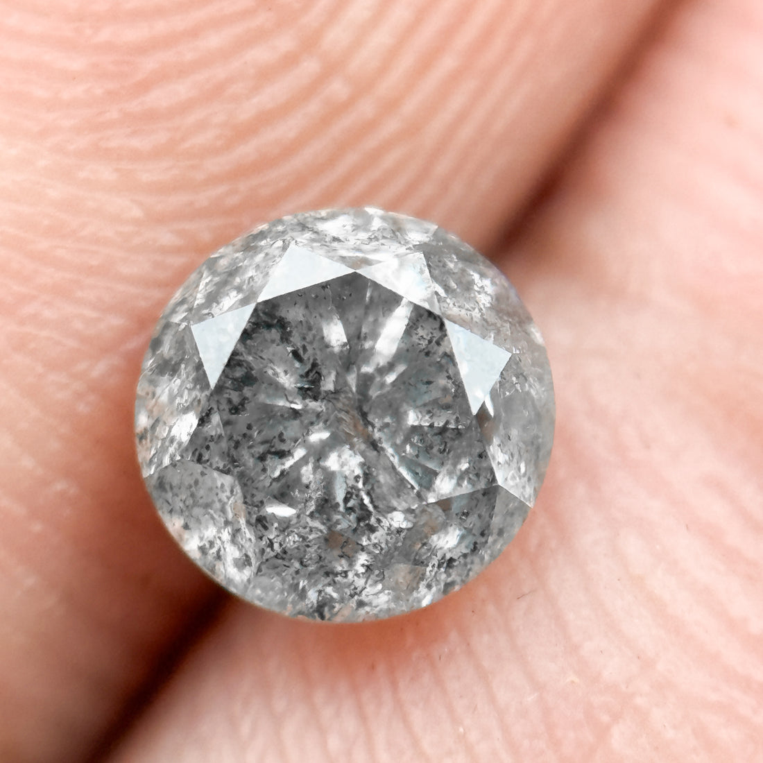 0.94 Ct Round Brilliant Cut Grey Natural Galaxy Diamond