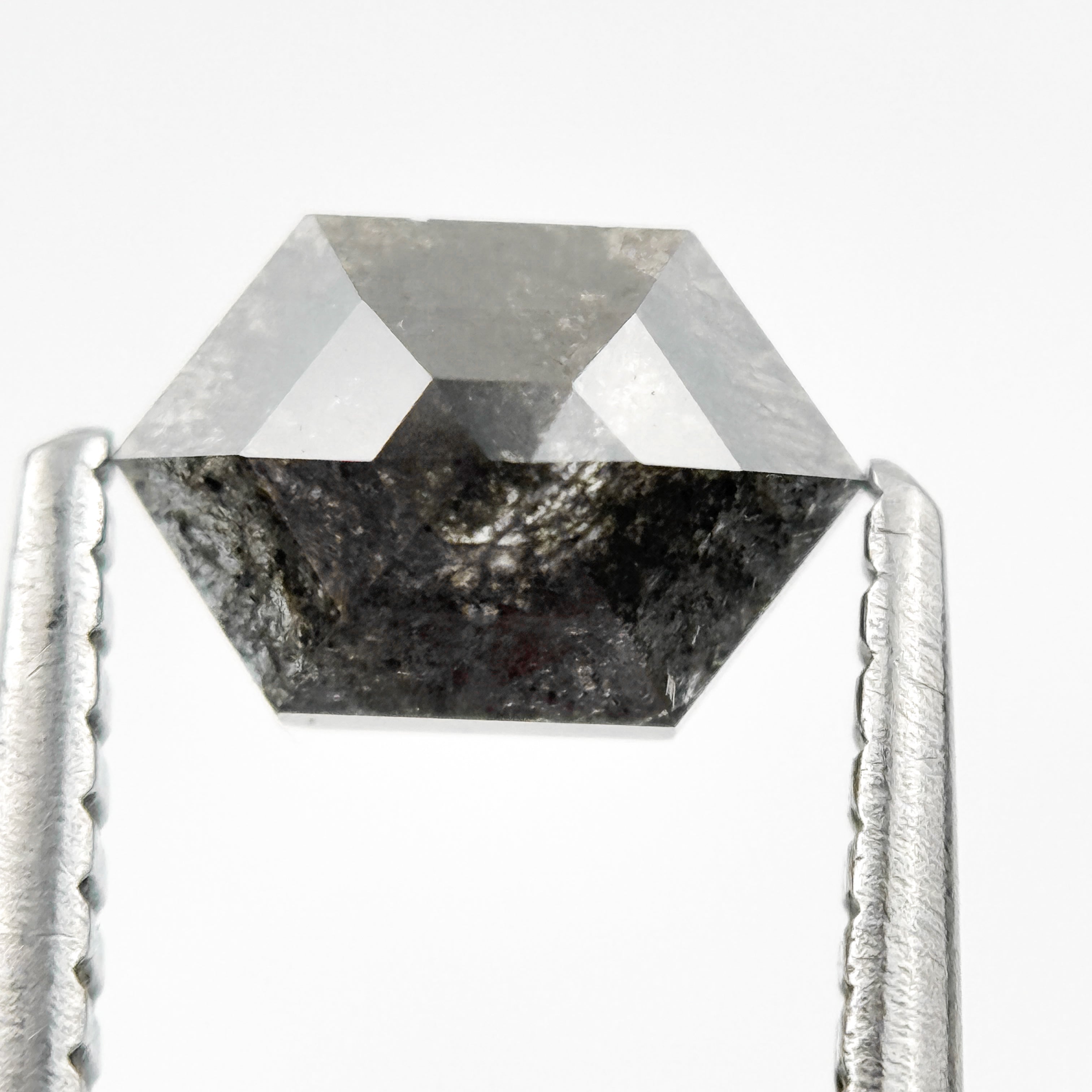 0.73 Ct Hexagon Rose Cut Grey Natural Galaxy Salt and Pepper Diamond