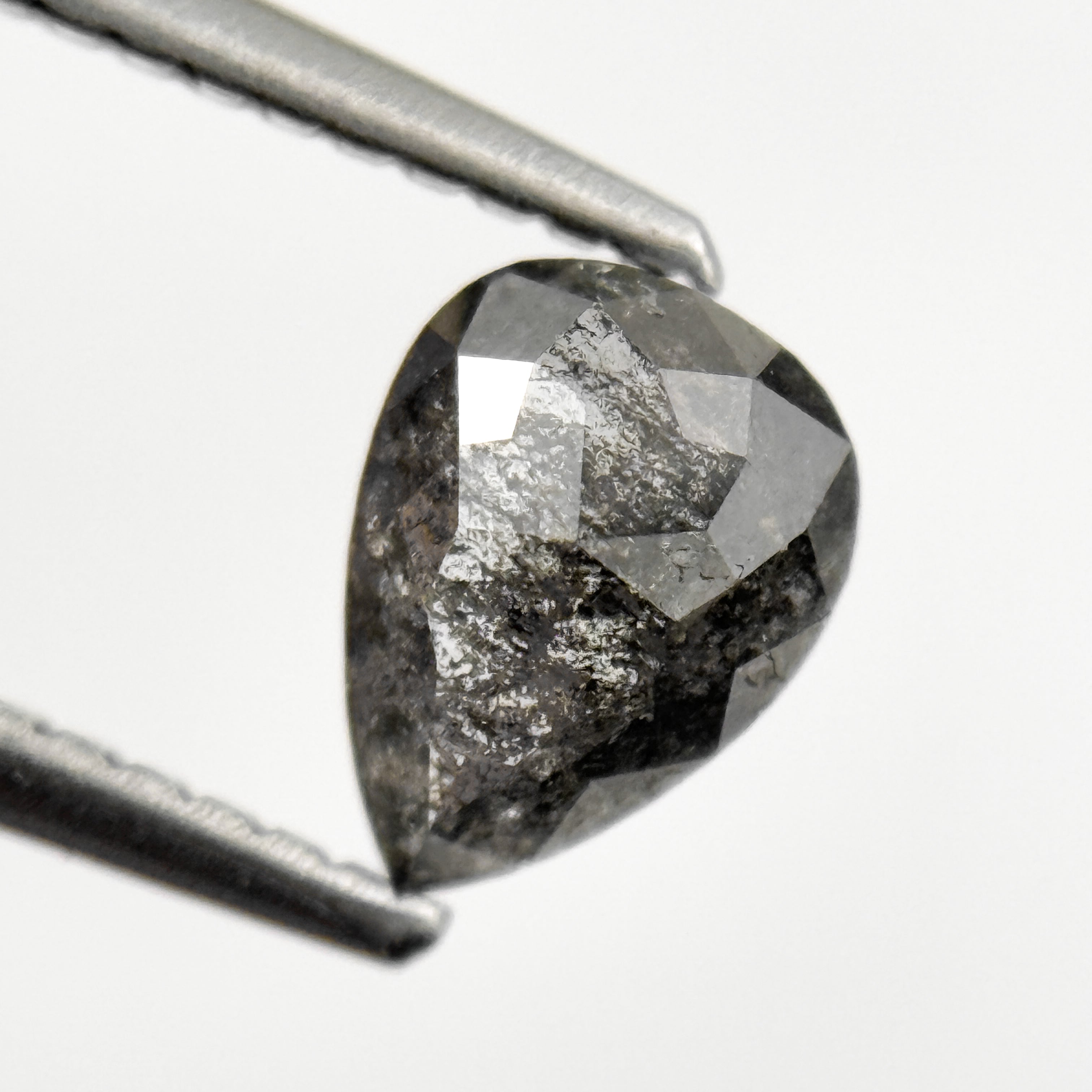 0.79 Ct Pear Rose Cut Grey Natural Galaxy Diamond