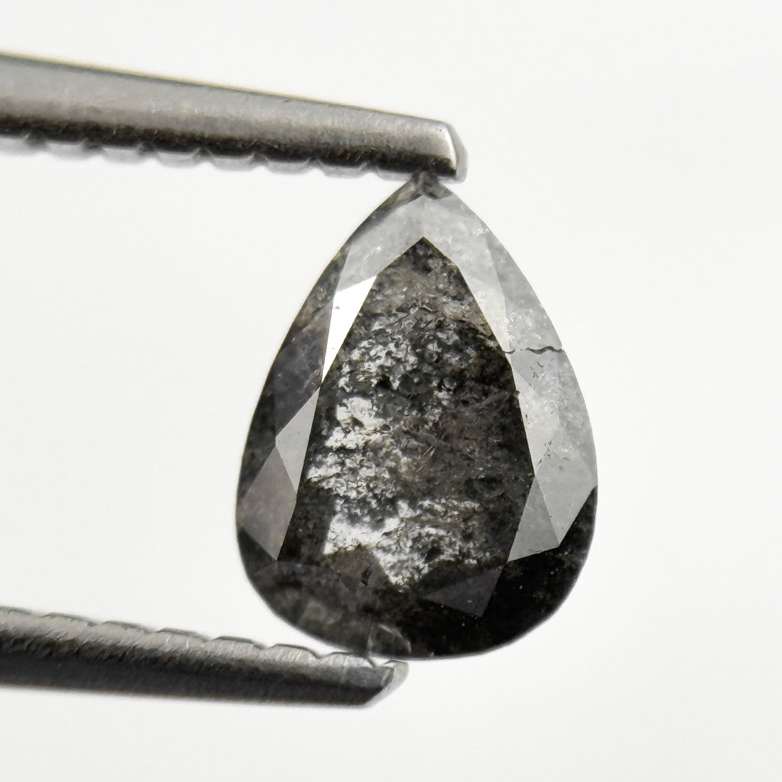 0.79 Ct Pear Rose Cut Grey Natural Galaxy Diamond