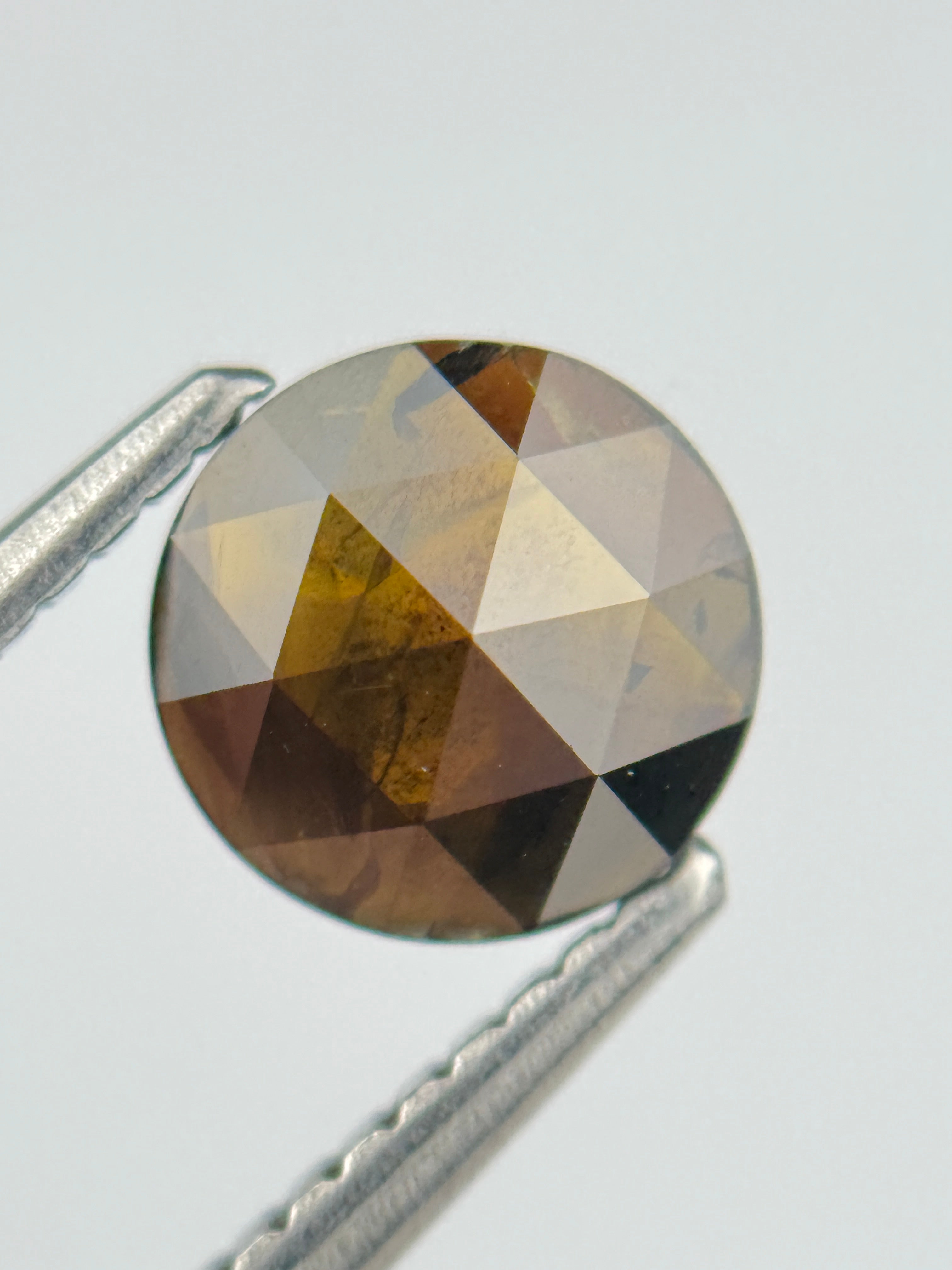 1.12 Ct Round Rose Cut Brown Natural Salt and Pepper Diamond