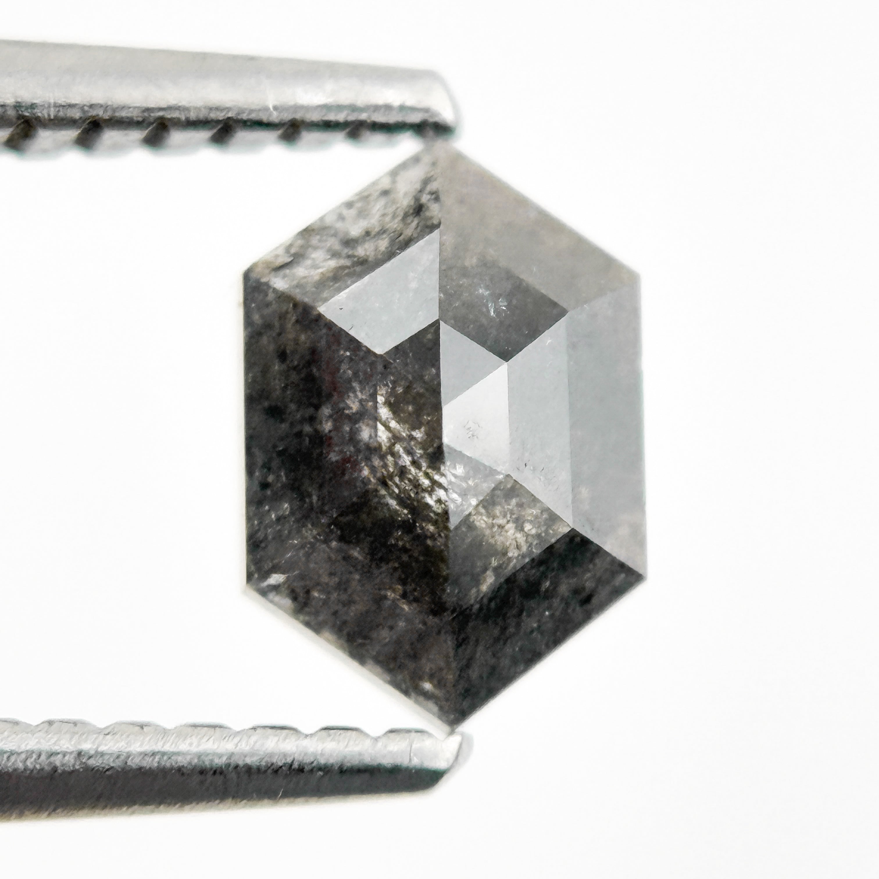 0.73 Ct Hexagon Rose Cut Grey Natural Galaxy Salt and Pepper Diamond