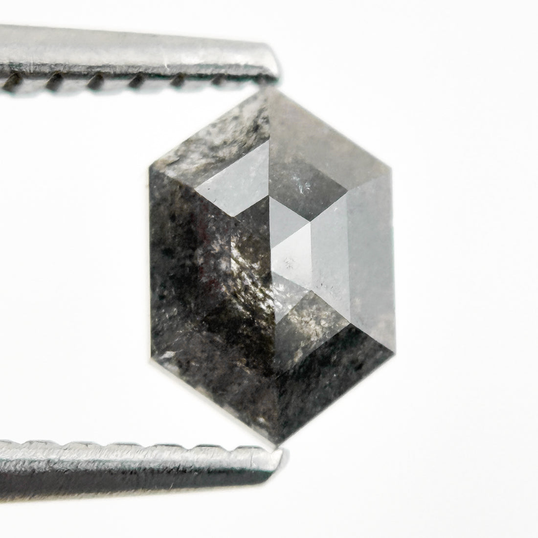 0.73 Ct Hexagon Rose Cut Grey Natural Galaxy Salt and Pepper Diamond