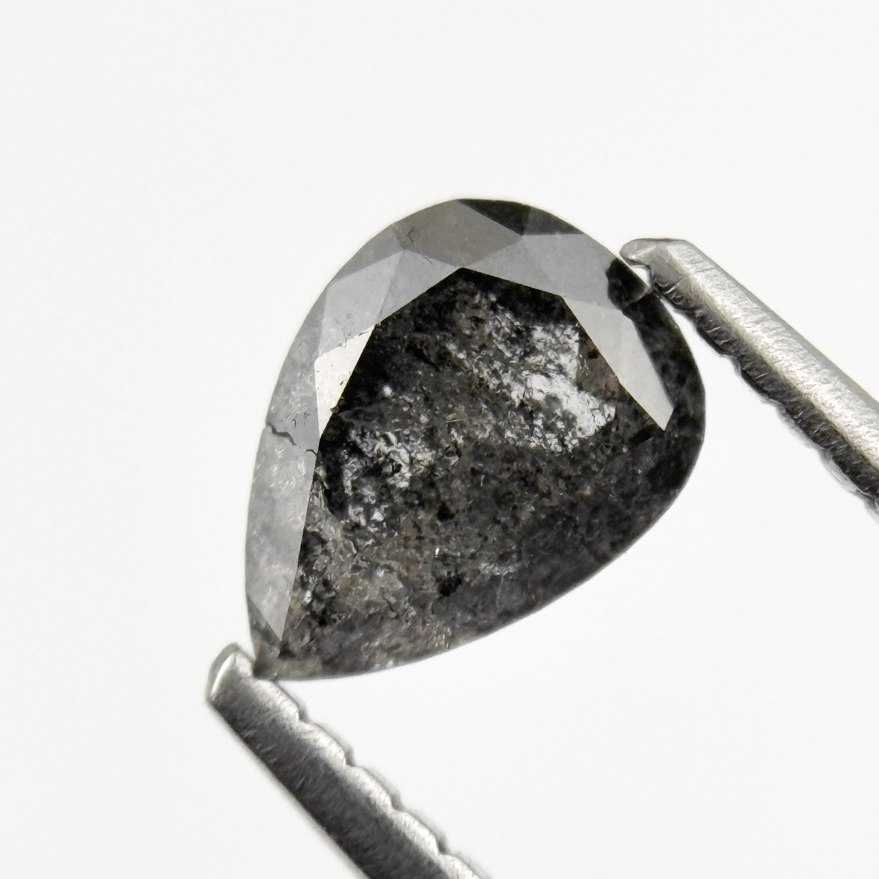0.79 Ct Pear Rose Cut Grey Natural Galaxy Diamond