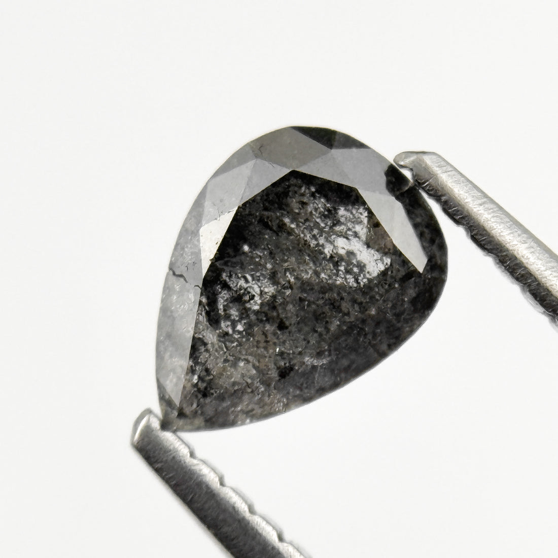 0.79 Ct Pear Rose Cut Grey Natural Galaxy Diamond