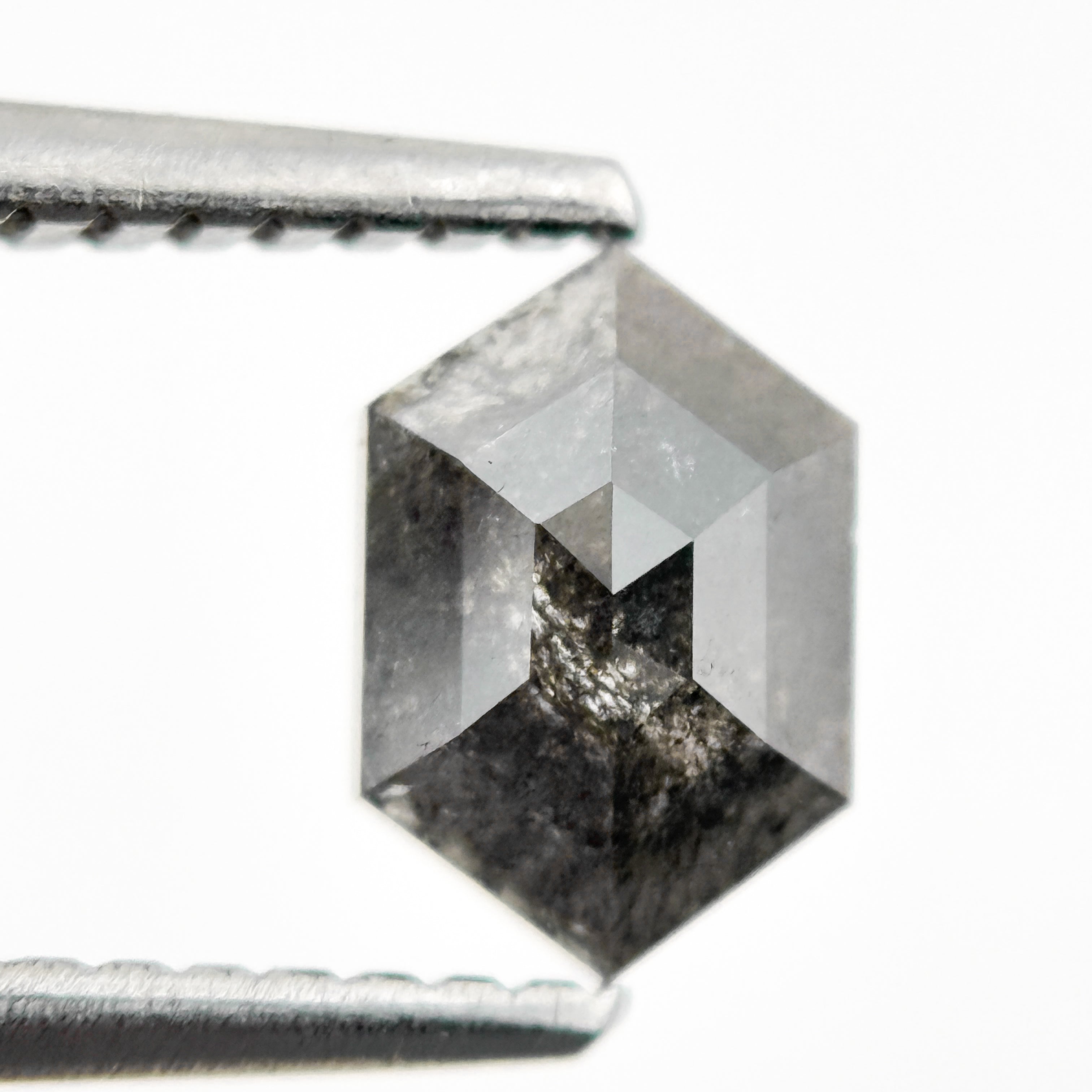 0.73 Ct Hexagon Rose Cut Grey Natural Galaxy Salt and Pepper Diamond