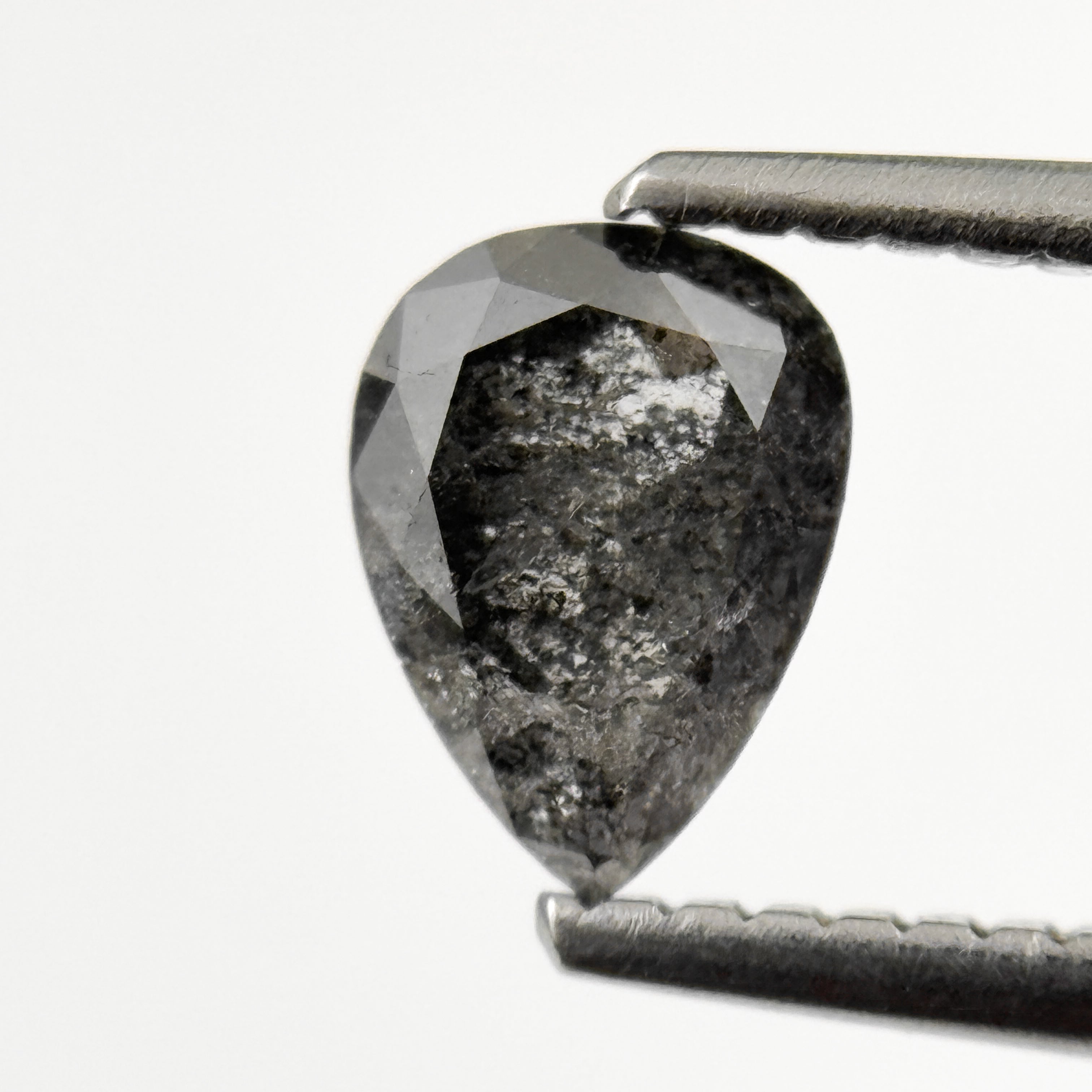 0.79 Ct Pear Rose Cut Grey Natural Galaxy Diamond